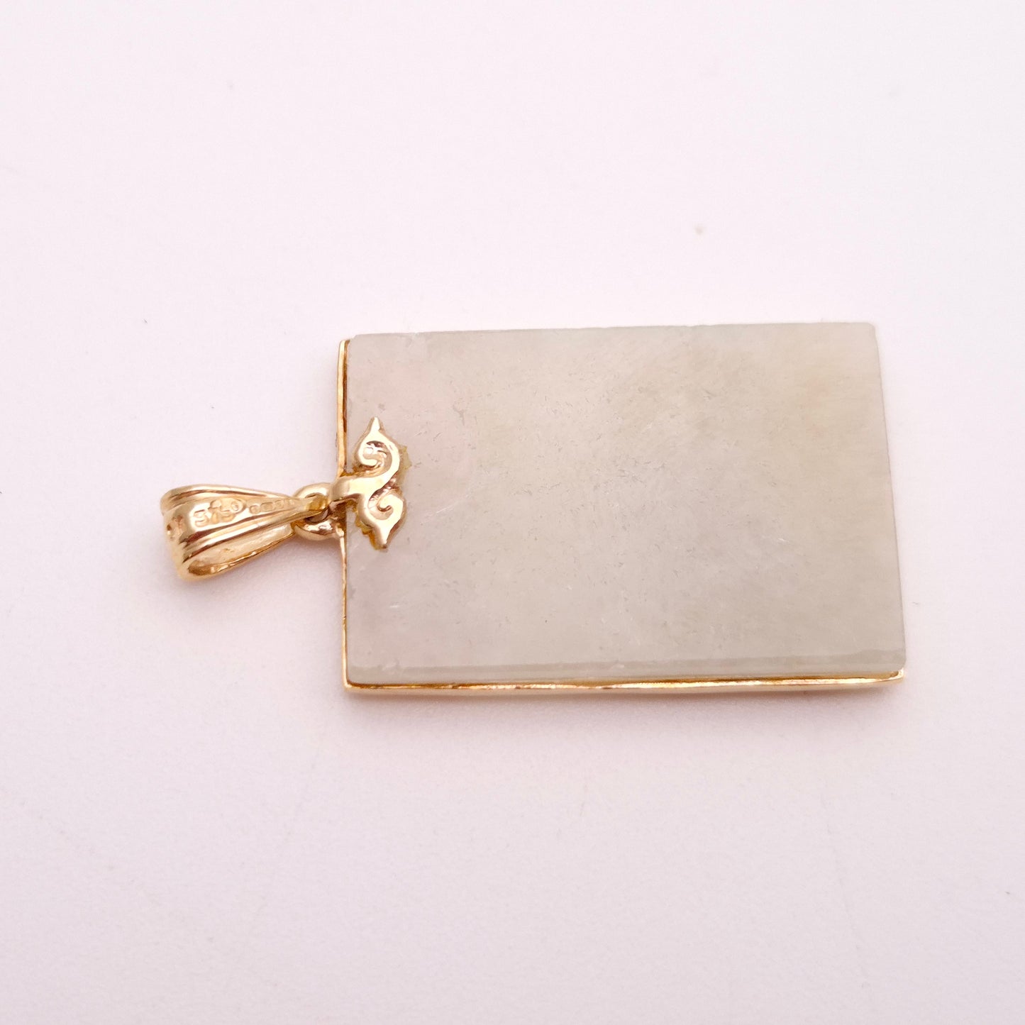 9ct Yellow Gold Jade Fish Panel Pendant Piece