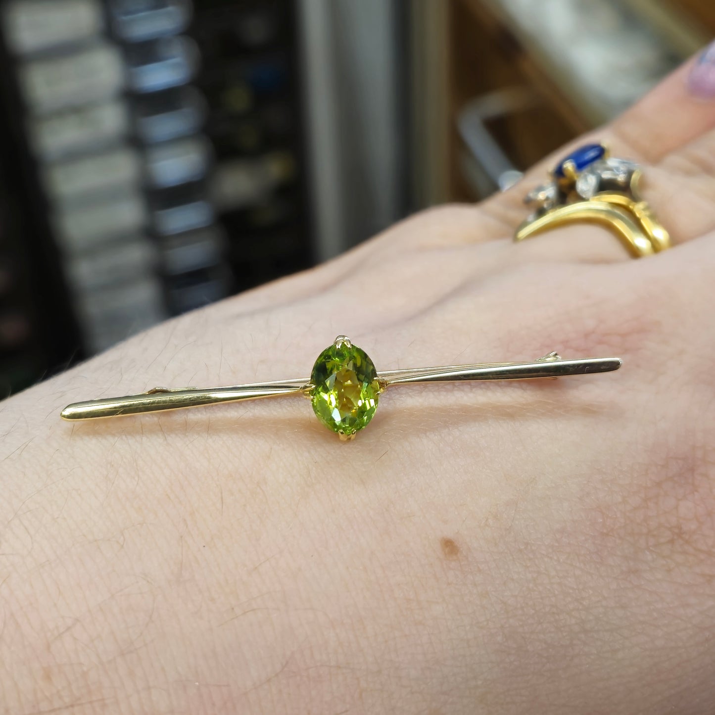 15ct Yellow Gold Mappin and Webb Peridot Brooch