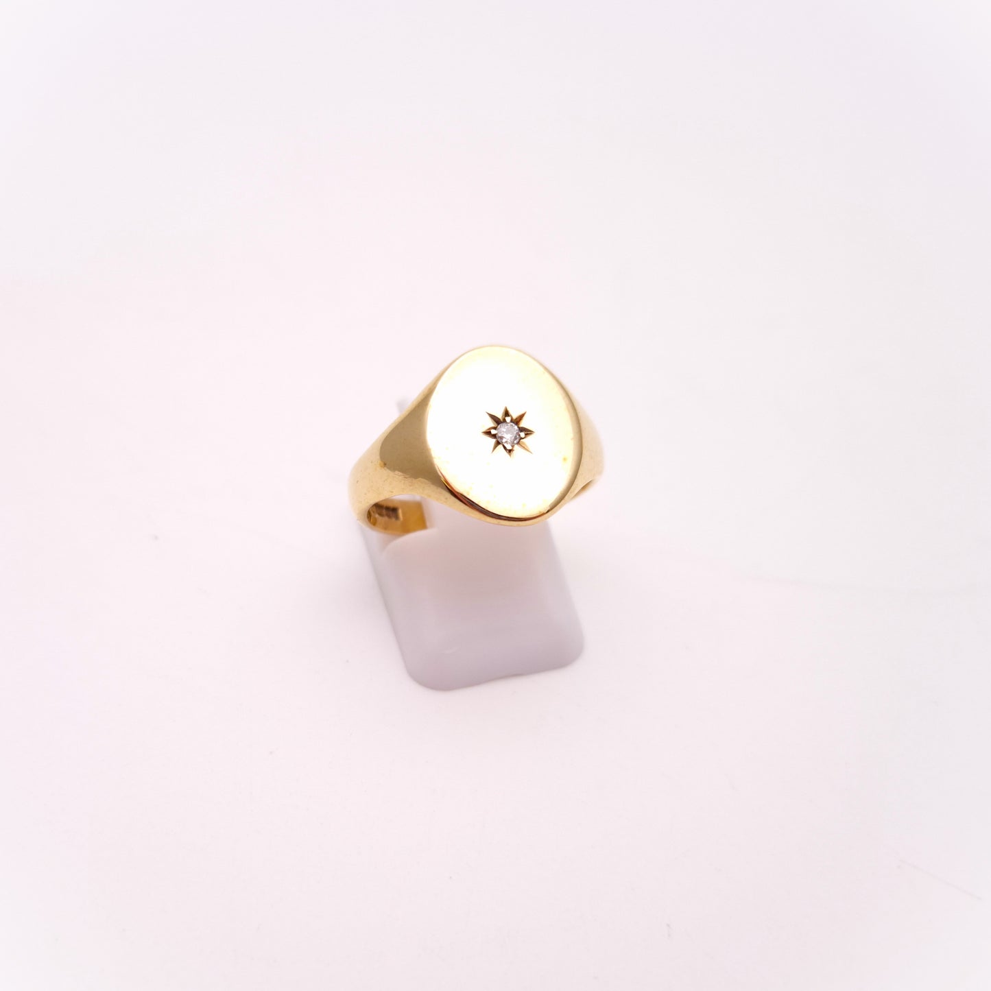 9ct Yellow Gold Oval Diamond Set Signet Style Ring