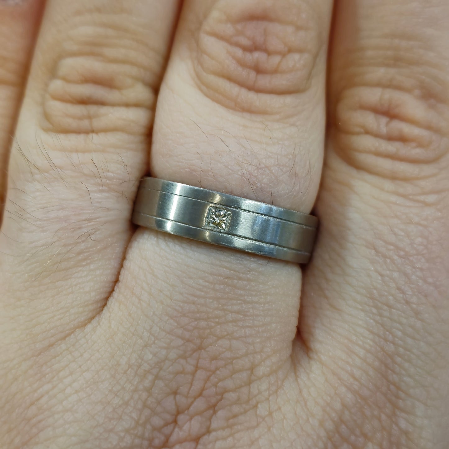 Palladium Gents Diamond Solitaire Band Ring