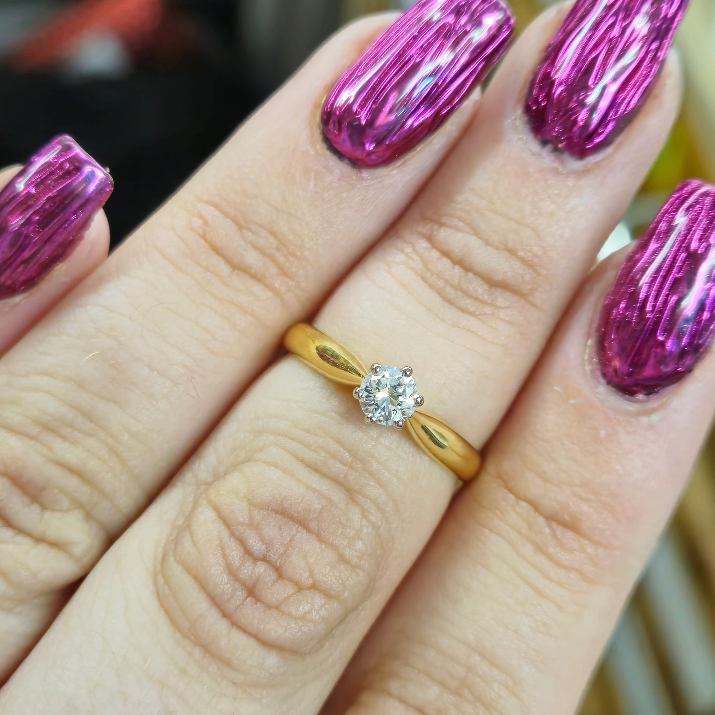 18ct Yellow Gold 0.25ct Round Diamond Solitaire Ring