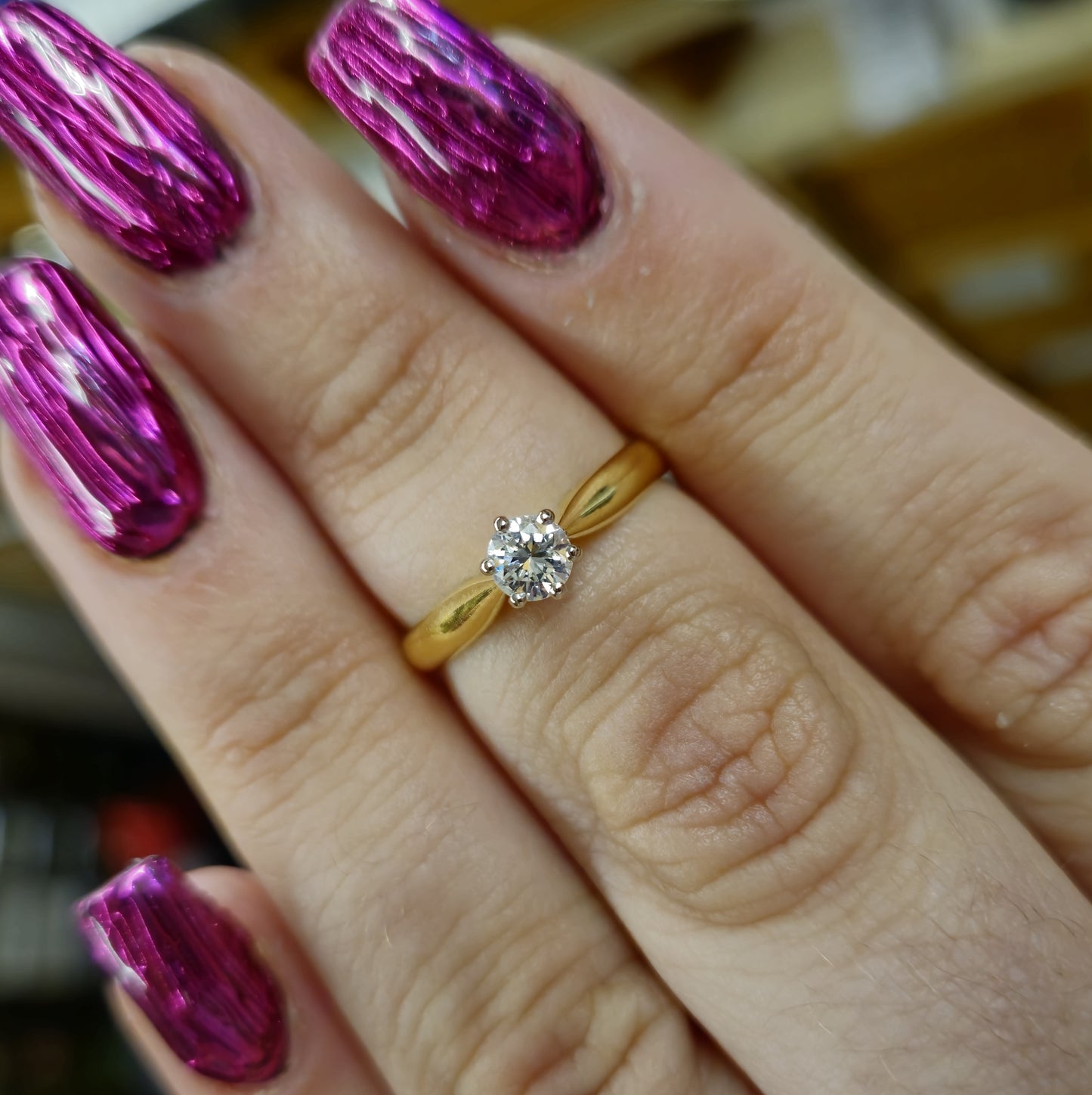 18ct Yellow Gold 0.25ct Round Diamond Solitaire Ring