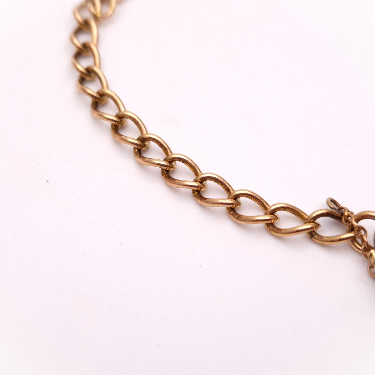 9ct Rose Gold Vintage Heart Padlock Charm Style Bracelet