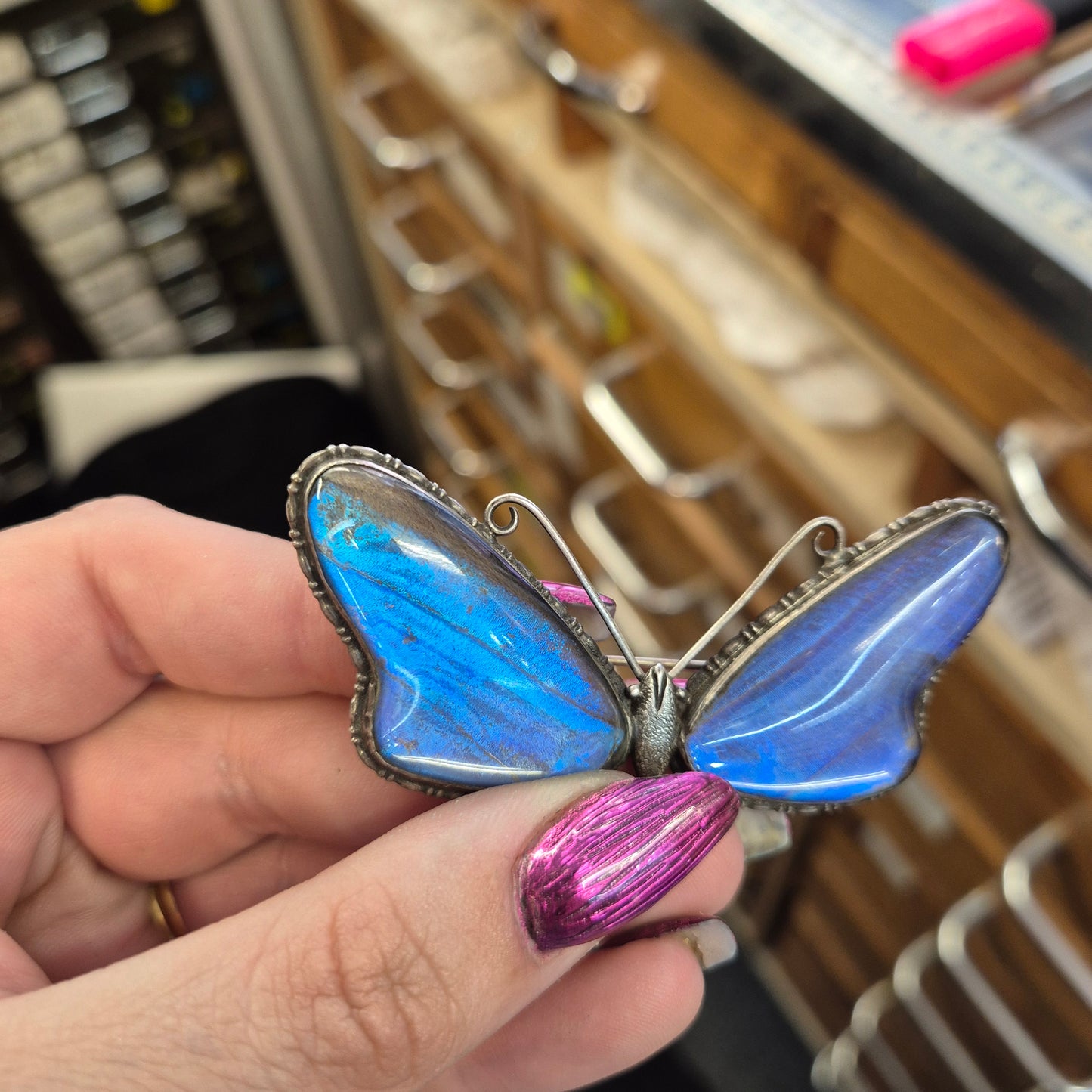 Sterling Silver Vintage Butterfly Wing Butterfly Brooch