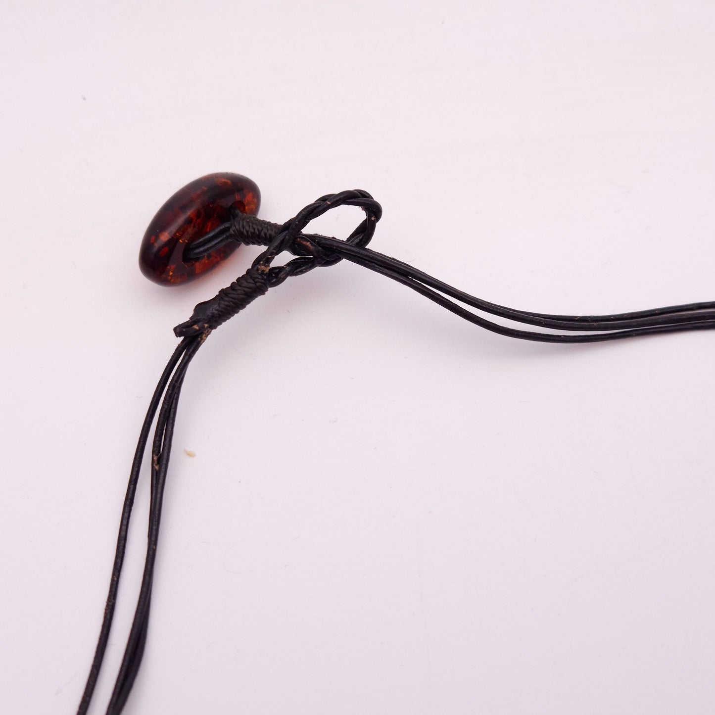 Huge Multi Coloured Amber Leather Cord Statement Naturalistic Beaded Necklace
