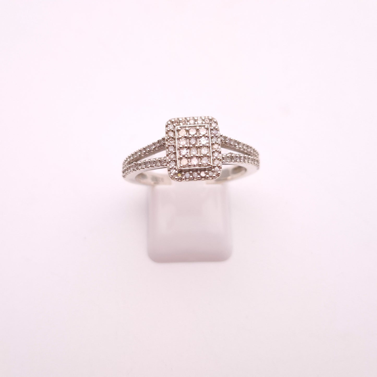 Sterling Silver Multi-Stone Pave Set Diamond Panel Ring