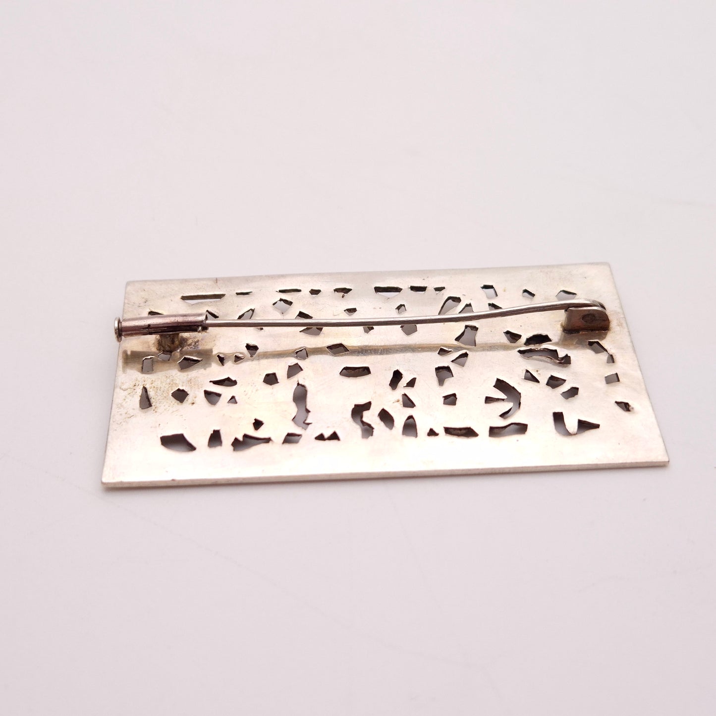 Sterling Silver Large Intricate Floral Panel Brooch