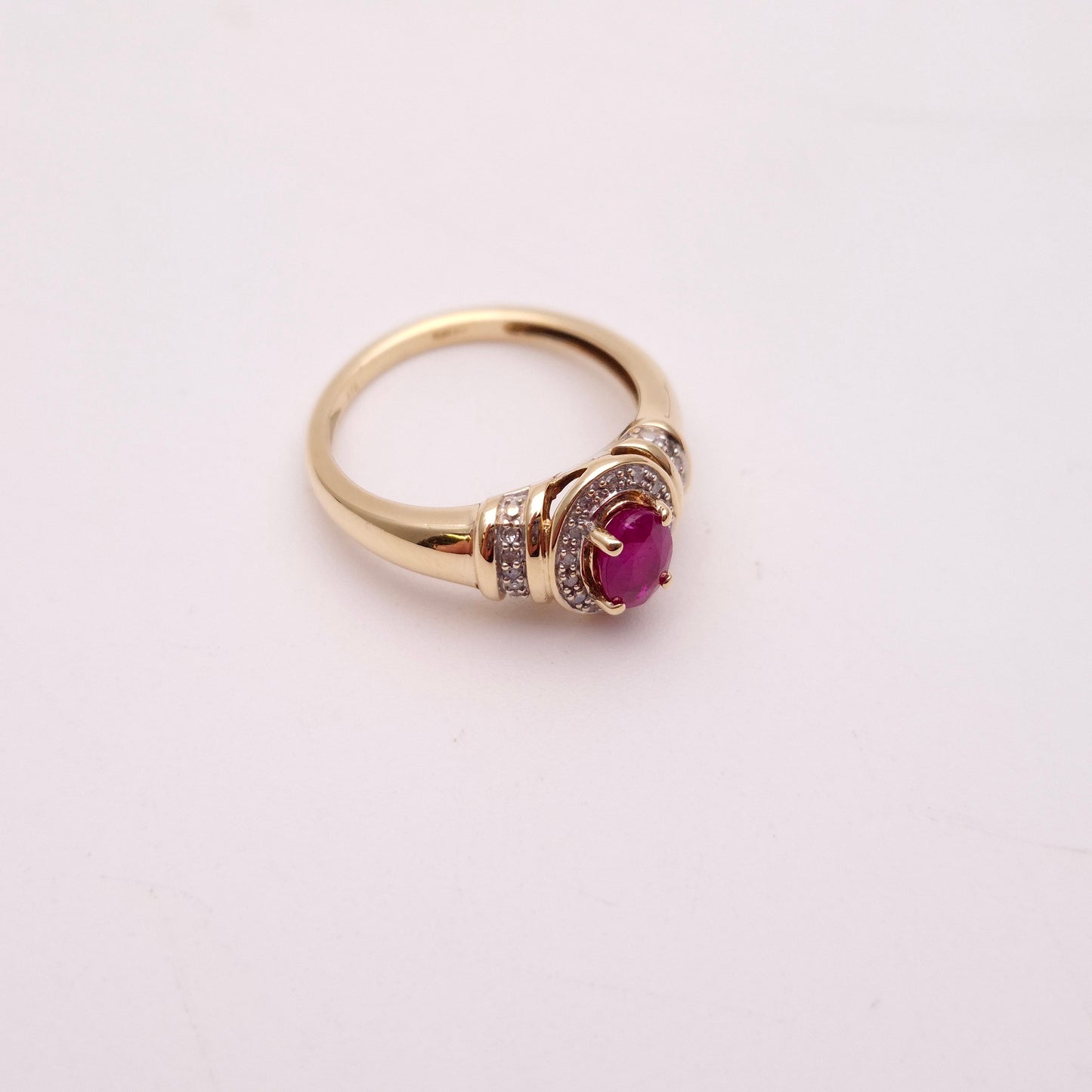 9ct Yellow Gold Ruby and Diamond Halo Cluster Ring