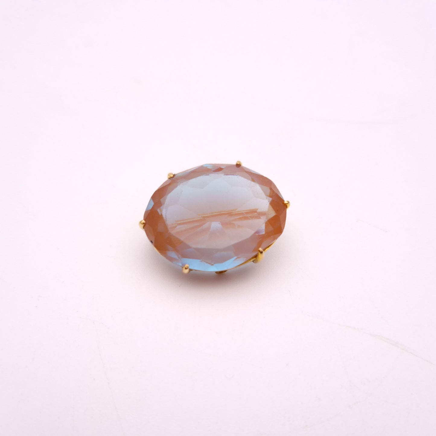 9ct Yellow Gold Vintage Oval Saphiret Brooch