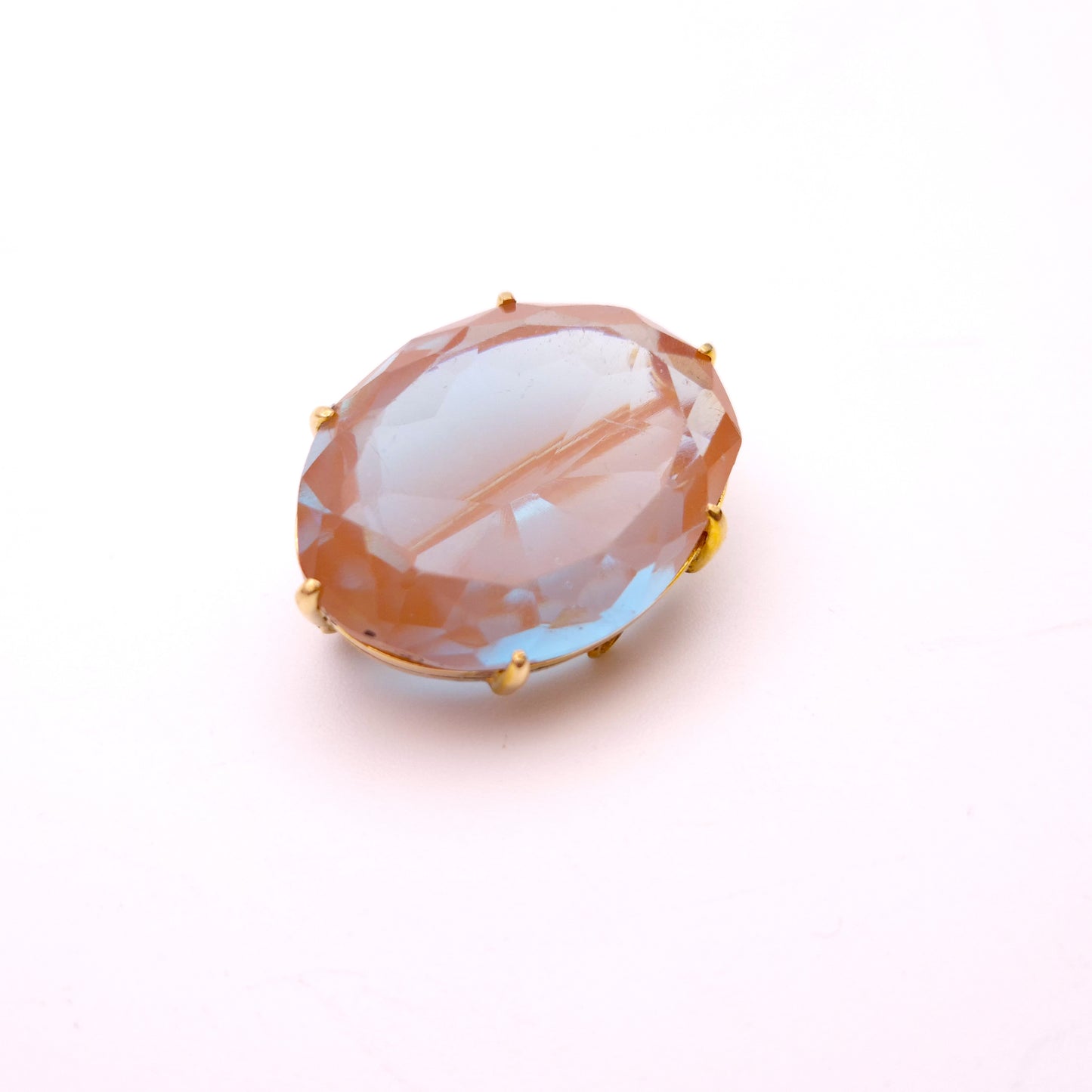 9ct Yellow Gold Vintage Oval Saphiret Brooch