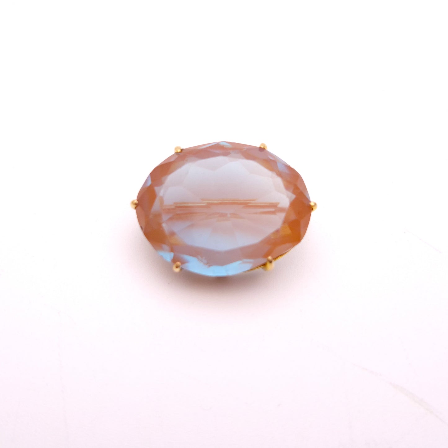 9ct Yellow Gold Vintage Oval Saphiret Brooch