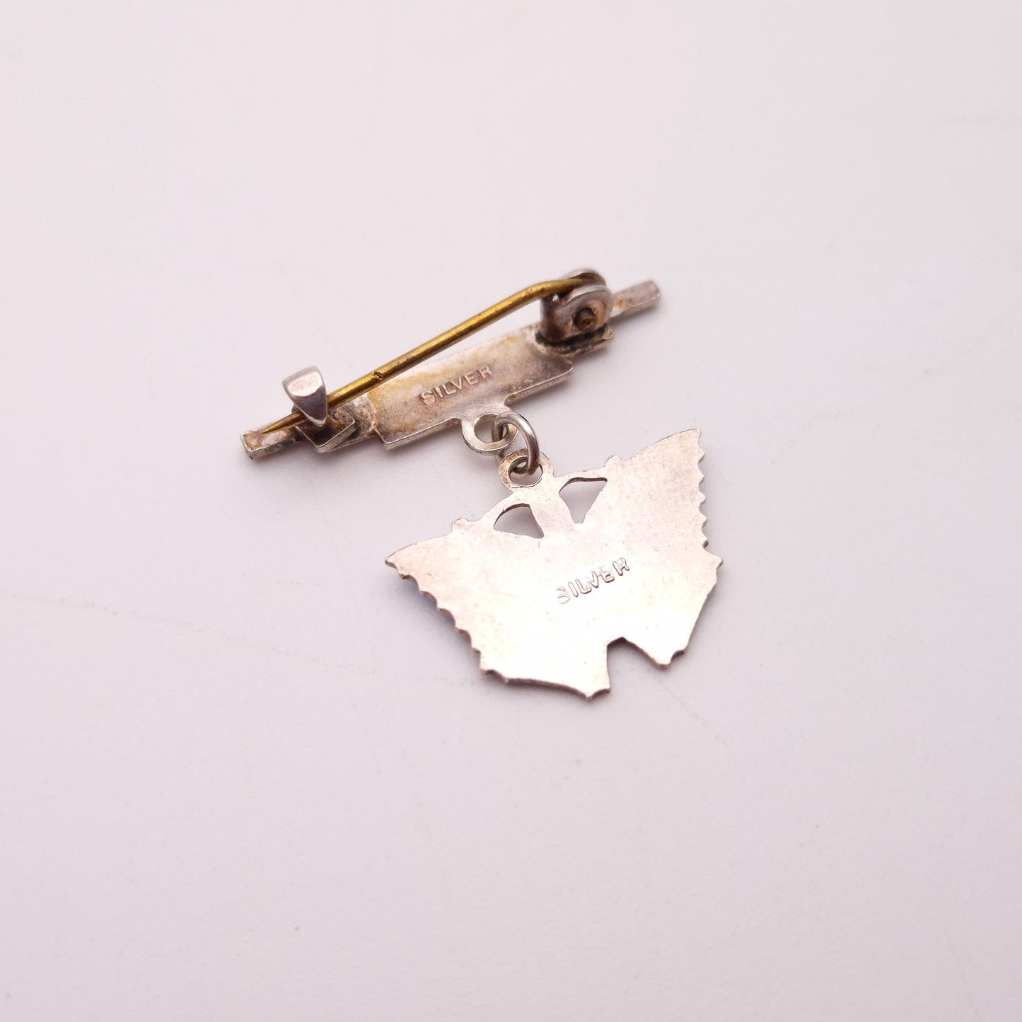 Sterling Silver Blue Enamel Butterfly Drop Brooch
