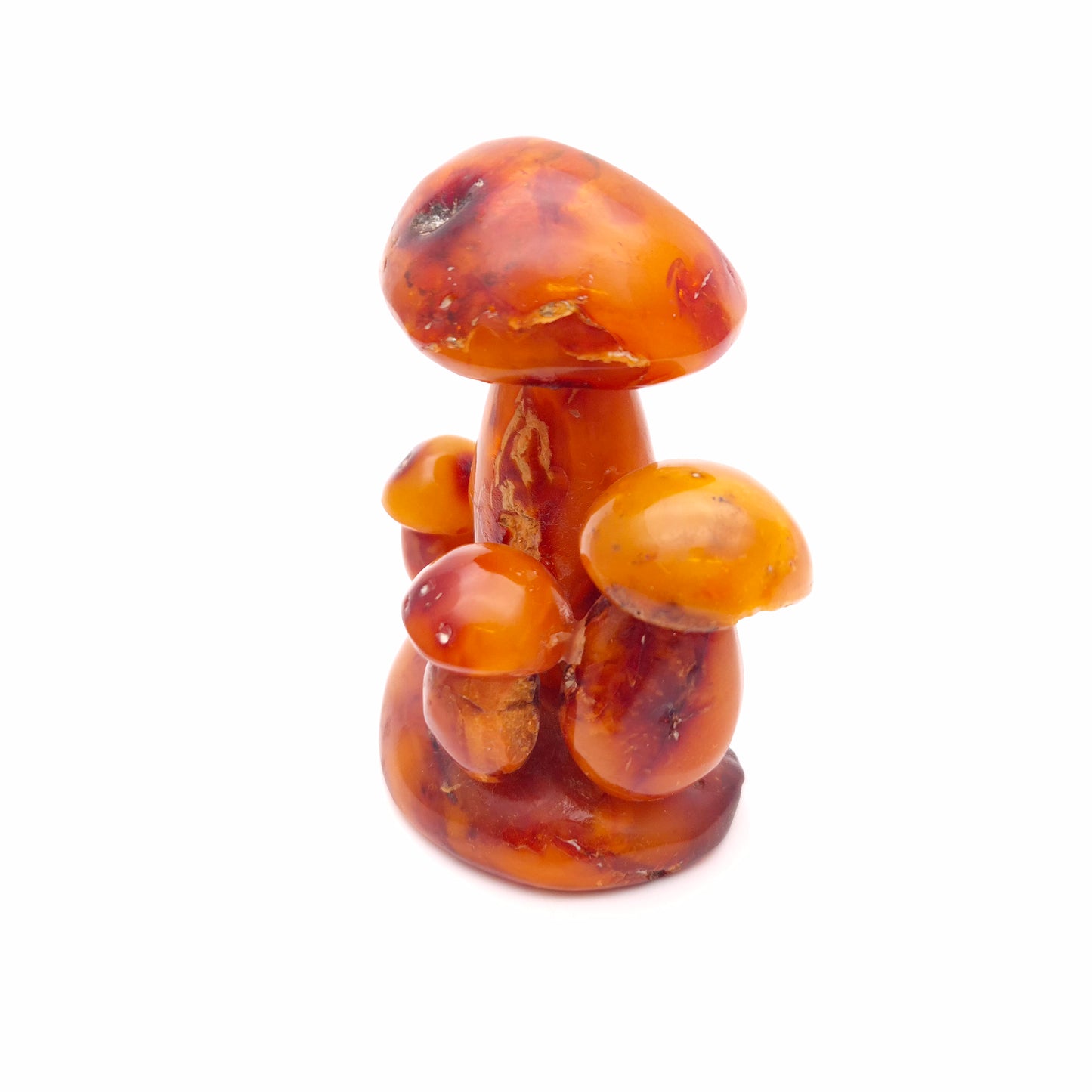 Small Carved Amber Statue / Sculpture of Mushroom Cluster