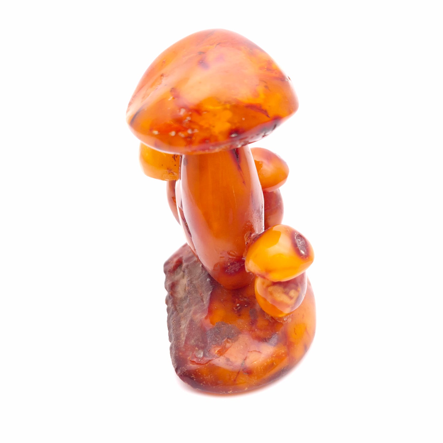 Small Carved Amber Statue / Sculpture of Mushroom Cluster