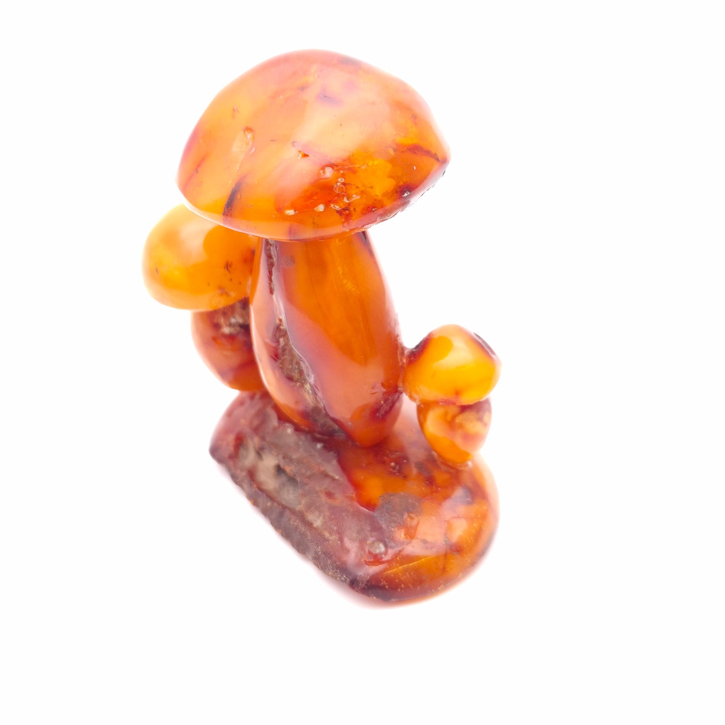 Small Carved Amber Statue / Sculpture of Mushroom Cluster