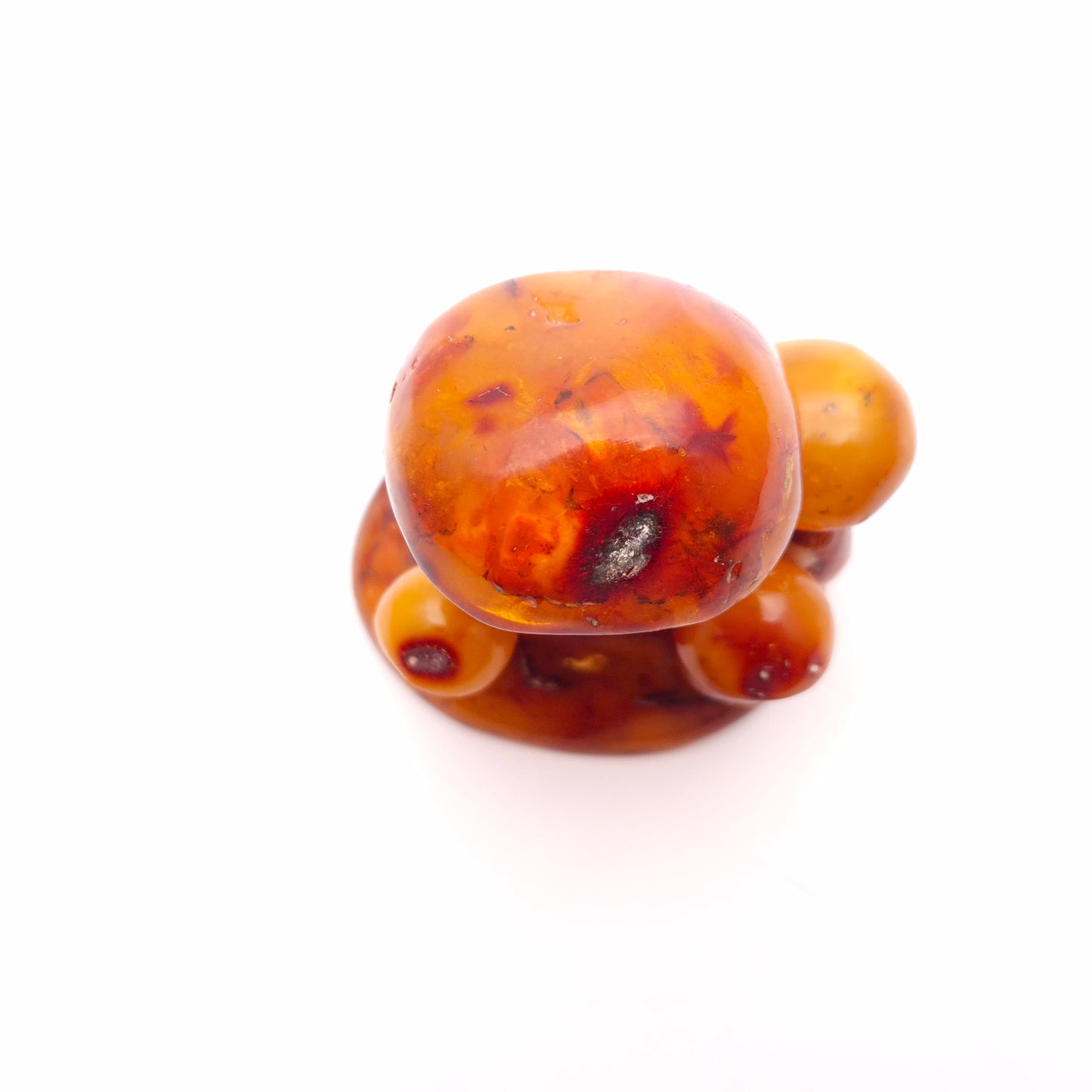 Small Carved Amber Statue / Sculpture of Mushroom Cluster