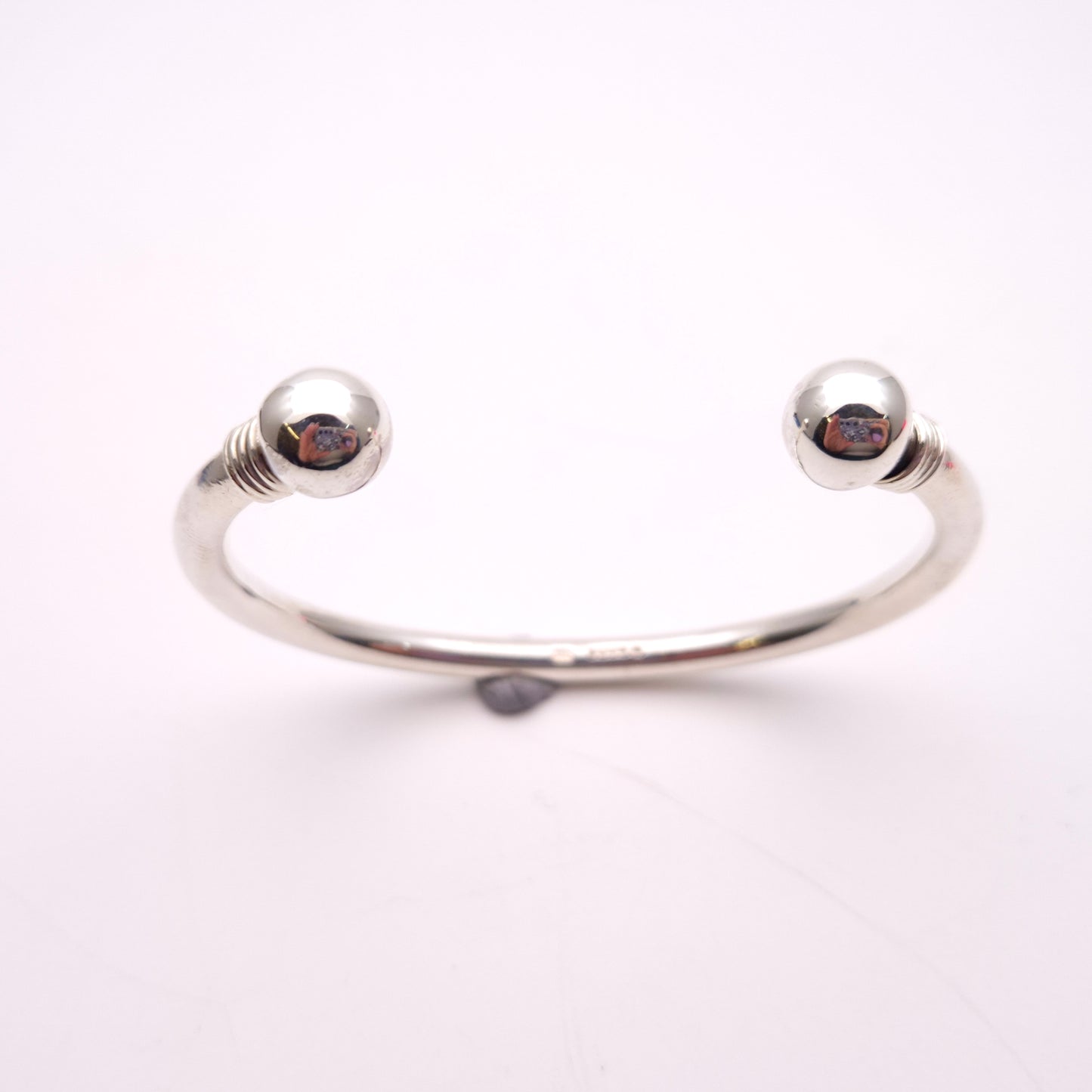 Sterling Silver Open Torque Ball End Bangle