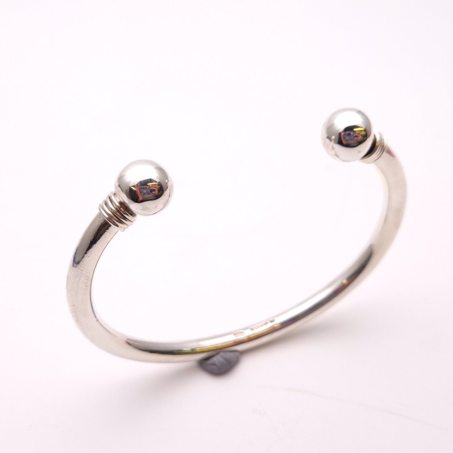 Sterling Silver Open Torque Ball End Bangle