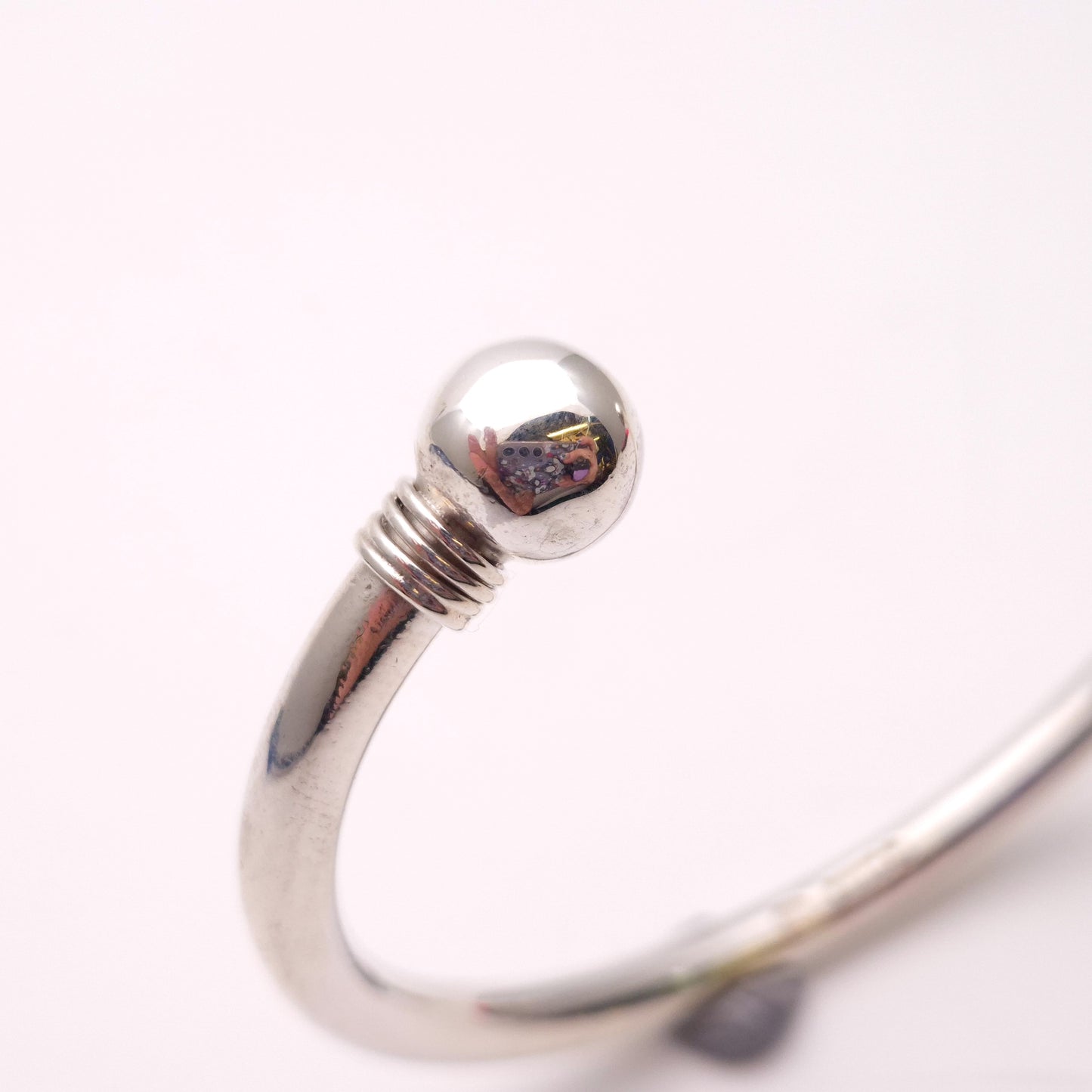 Sterling Silver Open Torque Ball End Bangle