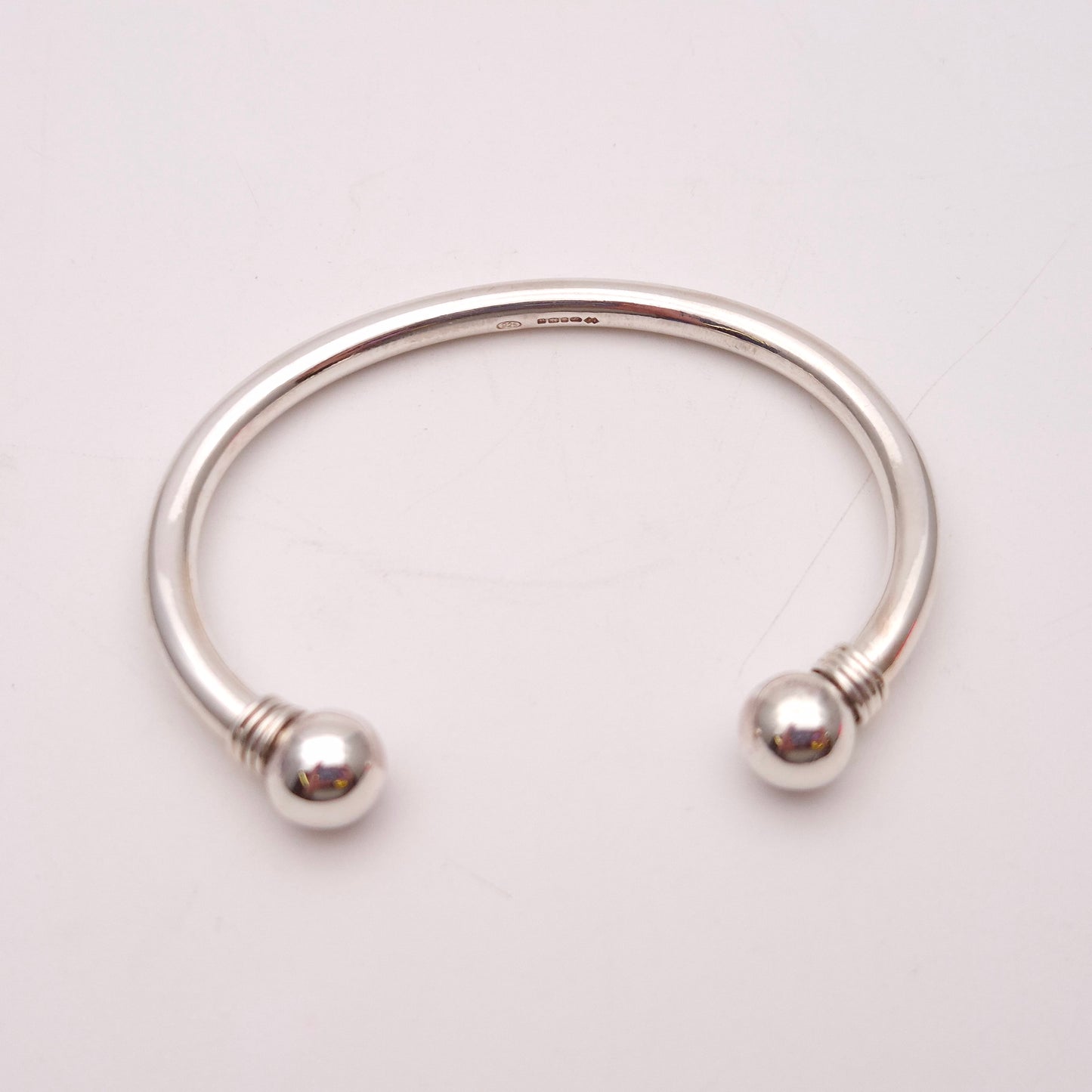 Sterling Silver Open Torque Ball End Bangle