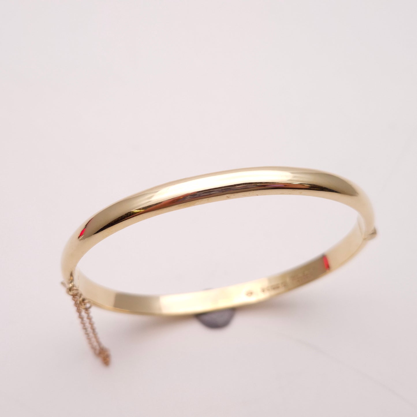 9ct Yellow Gold Narrow Hollow Half Patterned Bangle