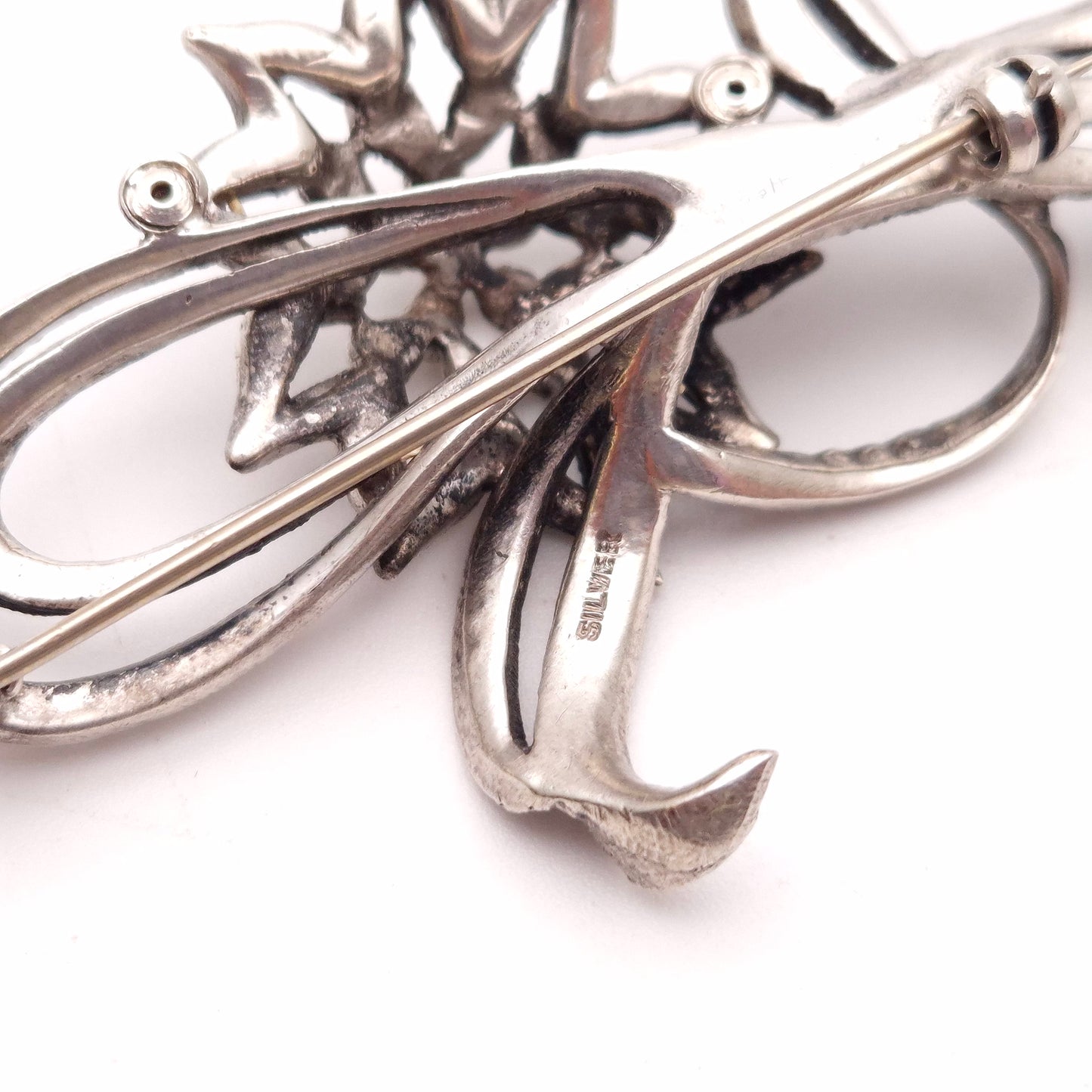 Sterling Silver Marcasite Floral Brooch
