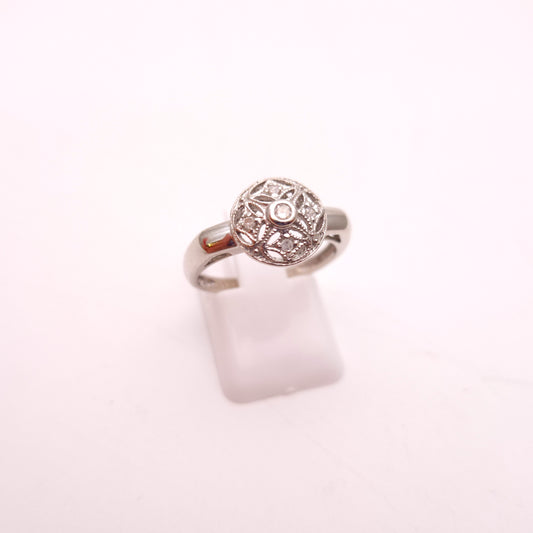 10ct White Gold Diamond Set Art Deco Style Openwork Ring