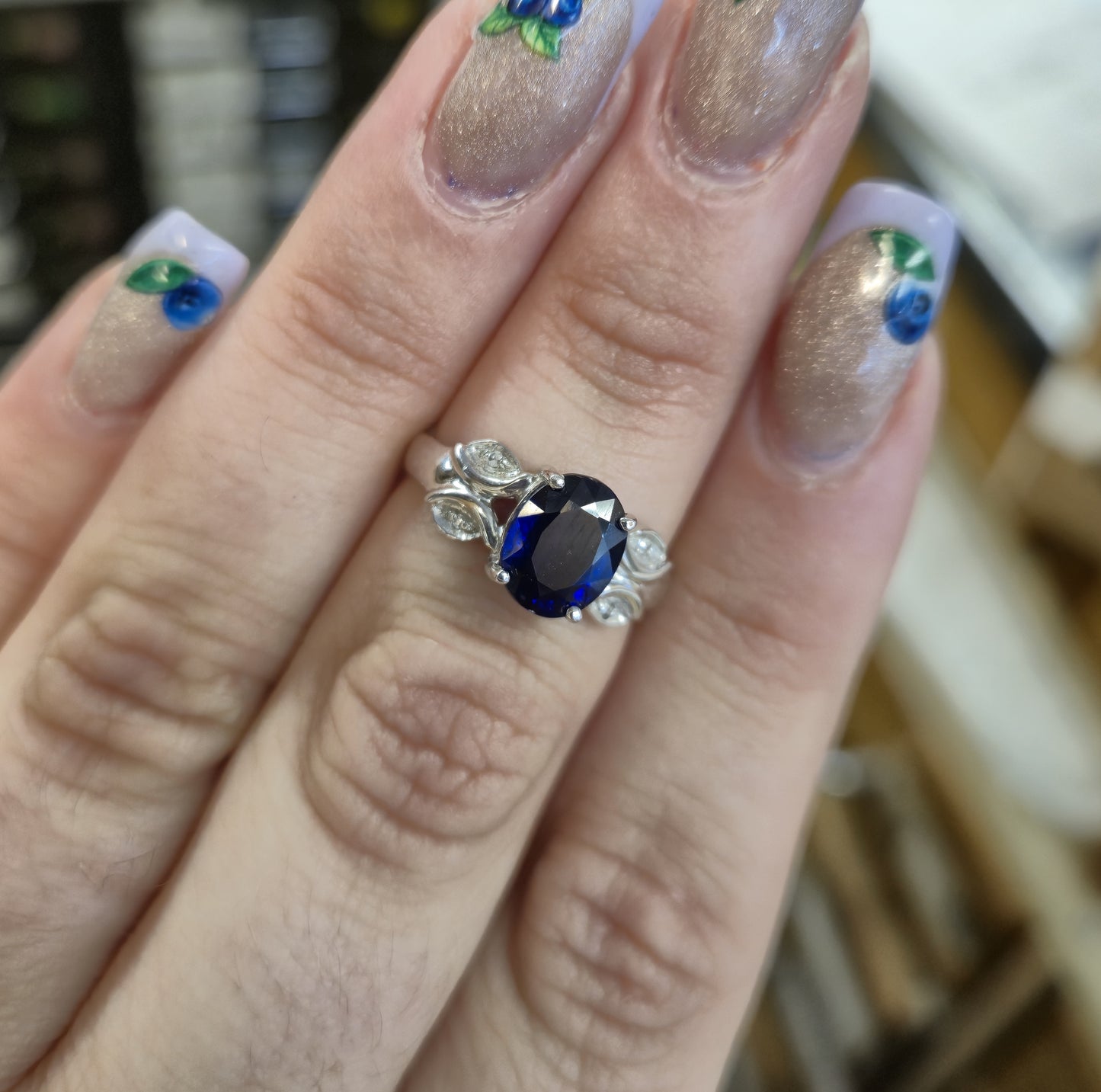 9ct White Gold Kyanite and Diamond Ring