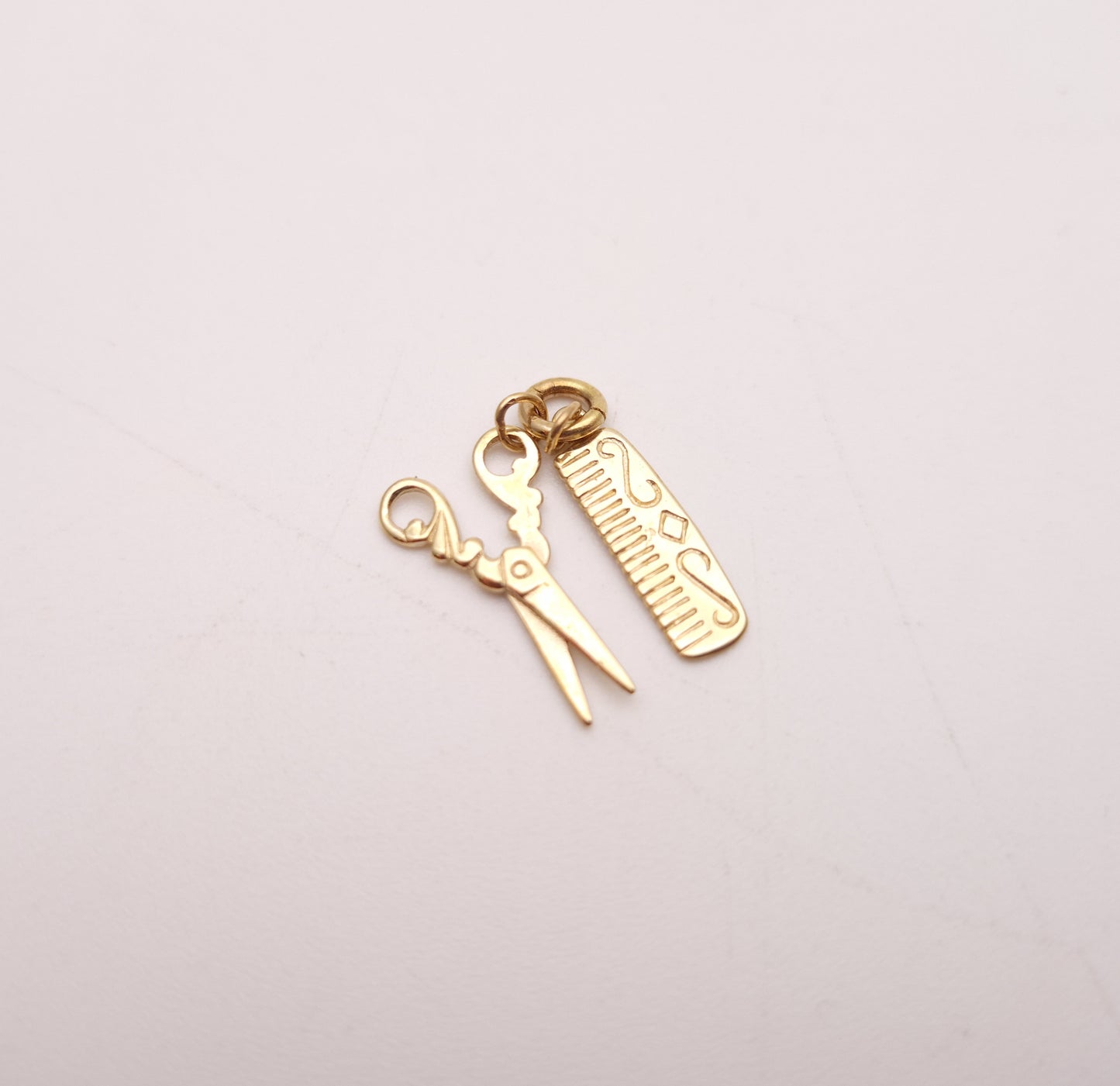 9ct Yellow Gold Comb and Scissors Hairdressing Charm