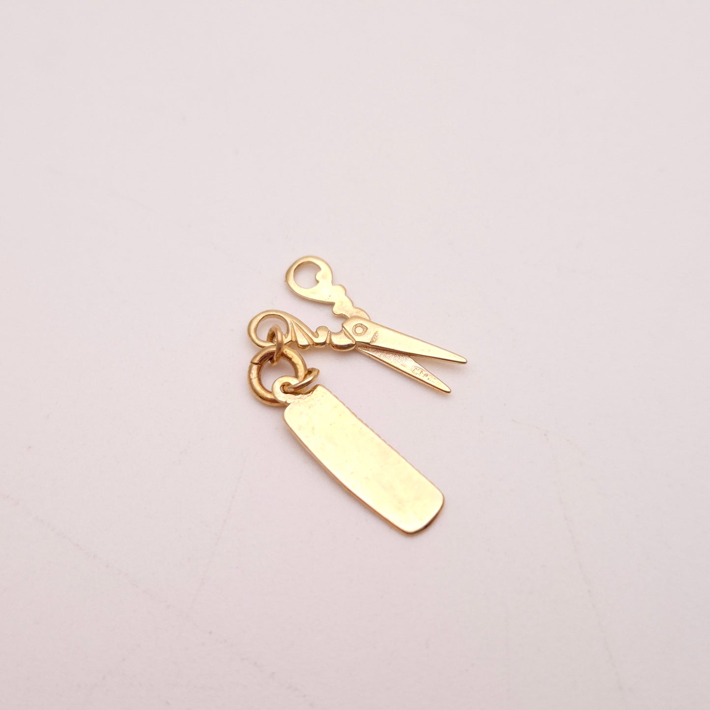 9ct Yellow Gold Comb and Scissors Hairdressing Charm