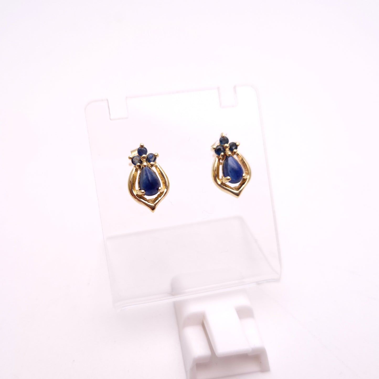 9ct Yellow Gold Sapphire Pear Shaped Stud Earrings
