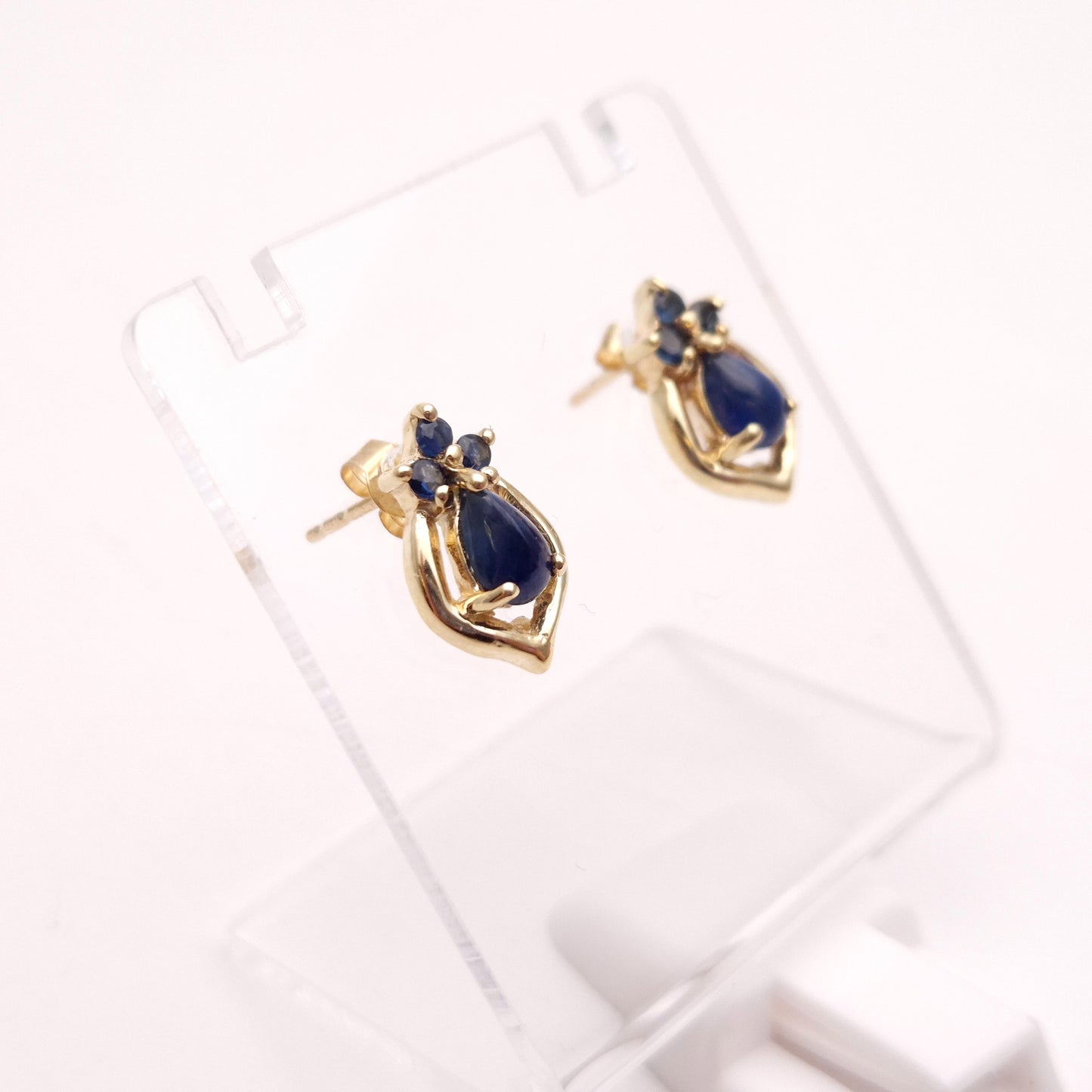 9ct Yellow Gold Sapphire Pear Shaped Stud Earrings