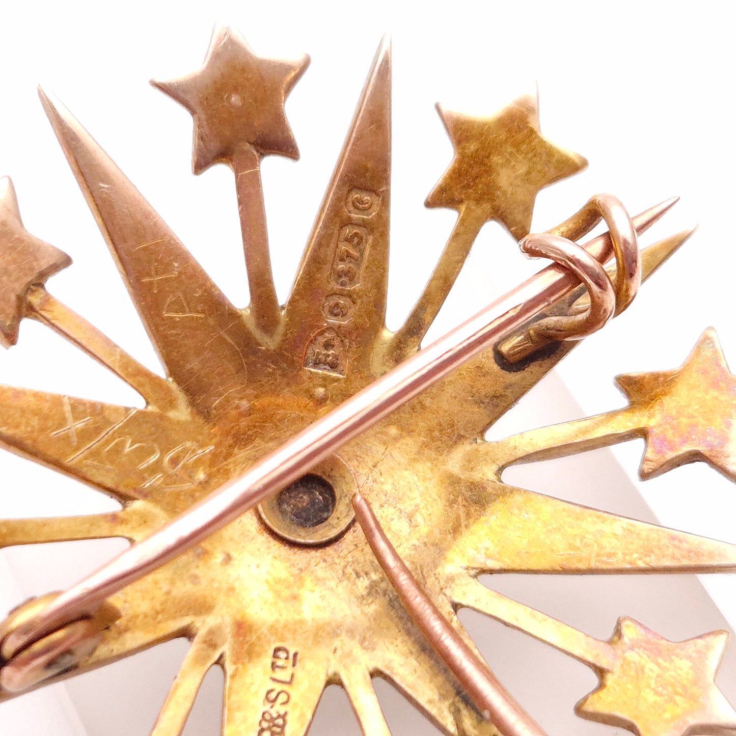 9ct Yellow Gold Antique Turquoise and Pearl Star Shaped Pendant/ Brooch Only