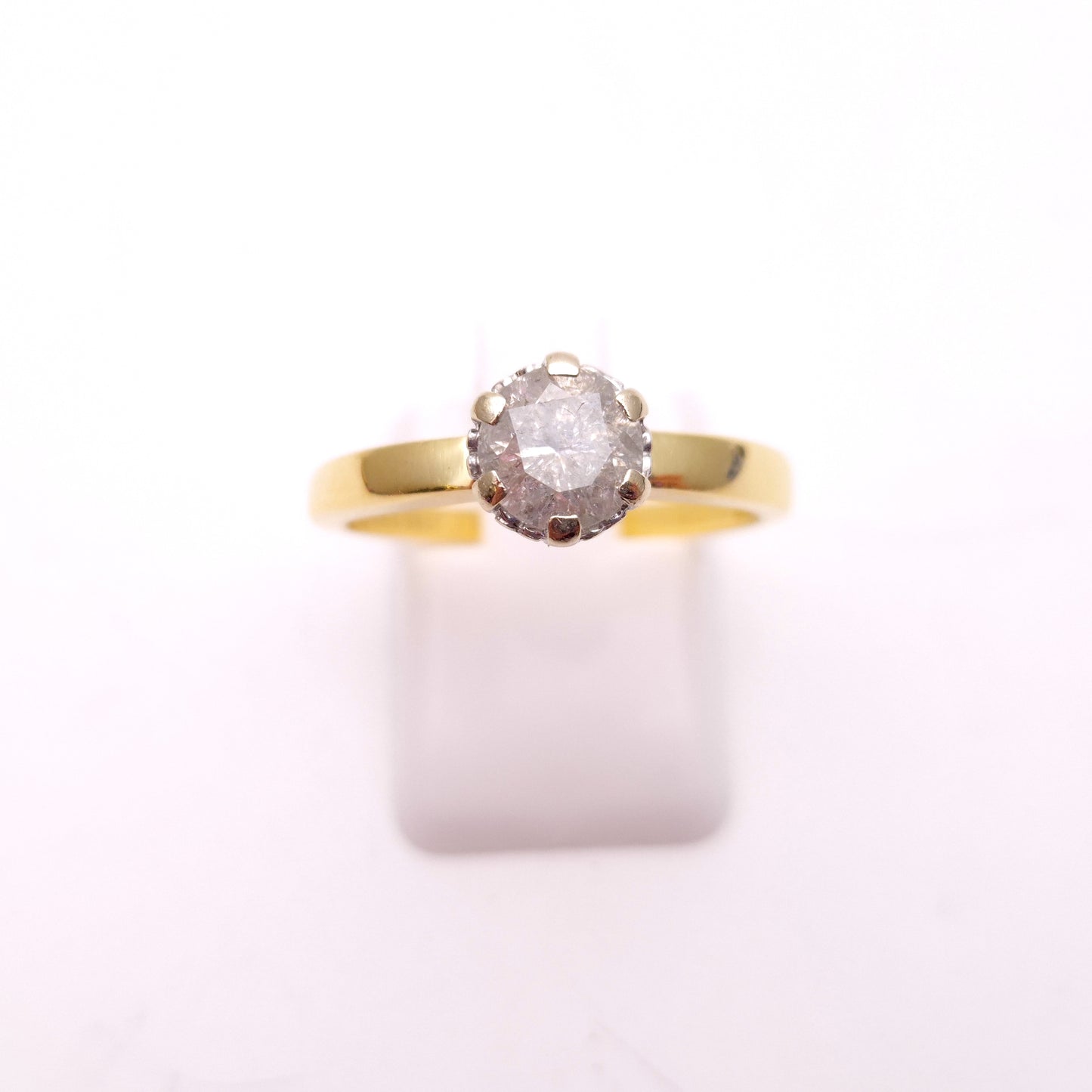 18ct Yellow Gold 1.0ct Round Cut Galaxy Diamond Solitaire Ring