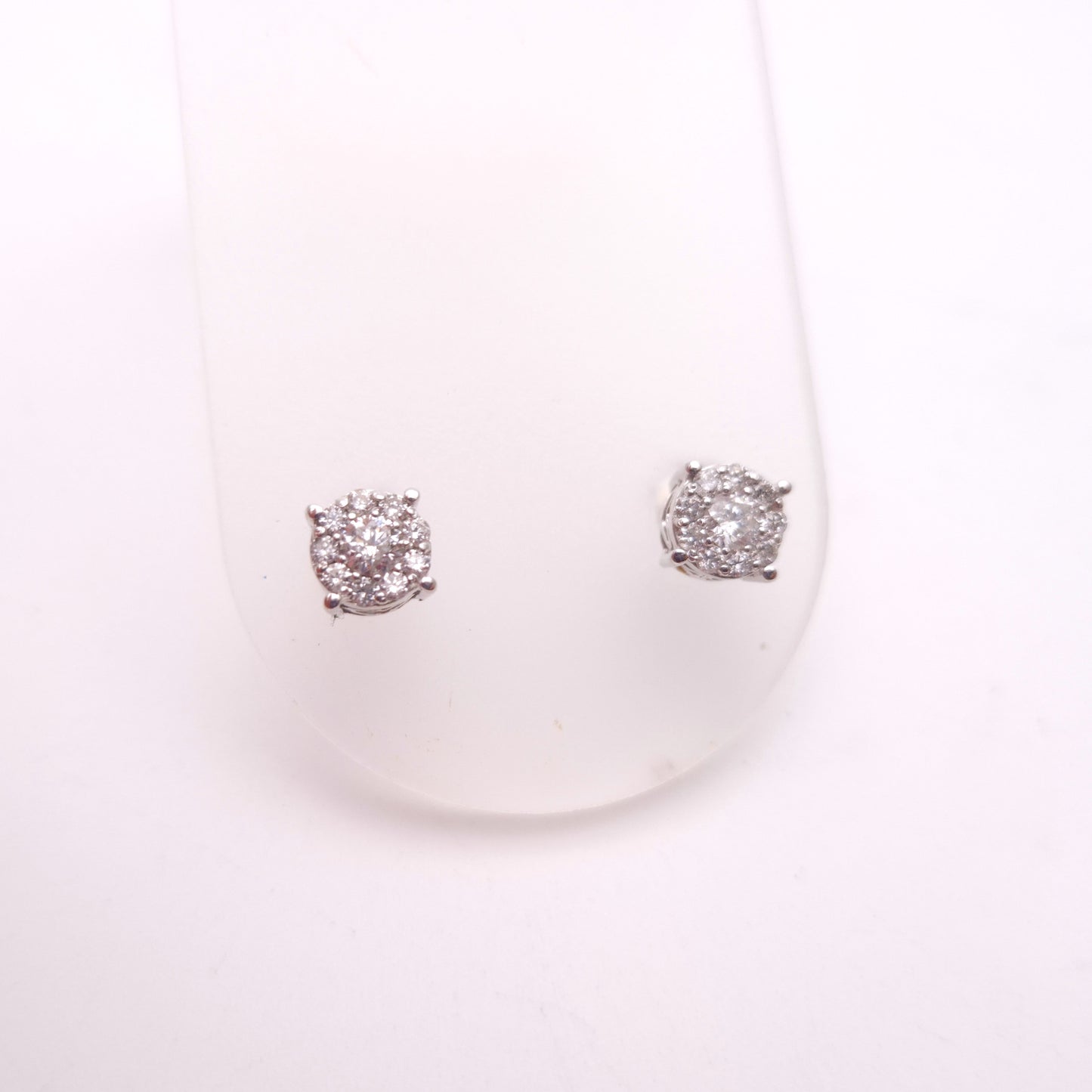 14ct White Gold 0.5TCW Multi-stone Cluster Stud Earrings