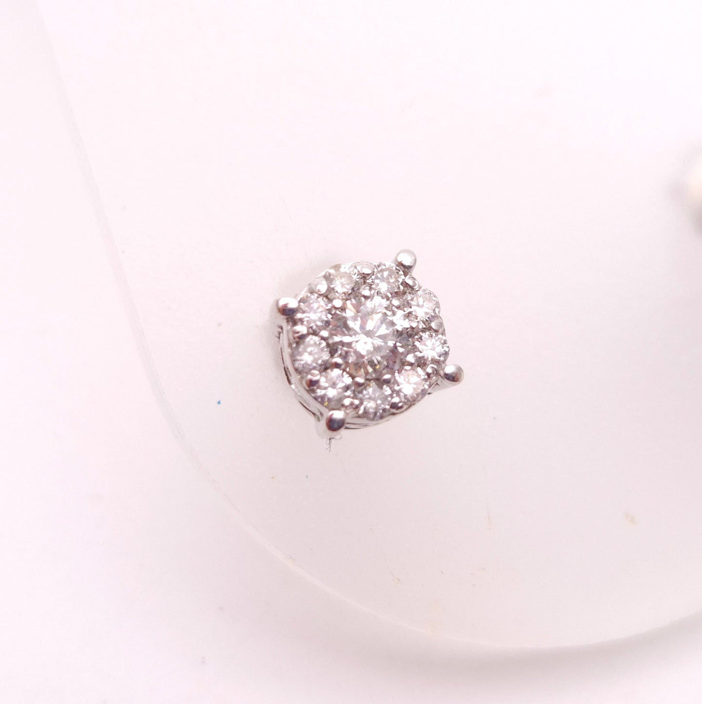 14ct White Gold 0.5TCW Multi-stone Cluster Stud Earrings