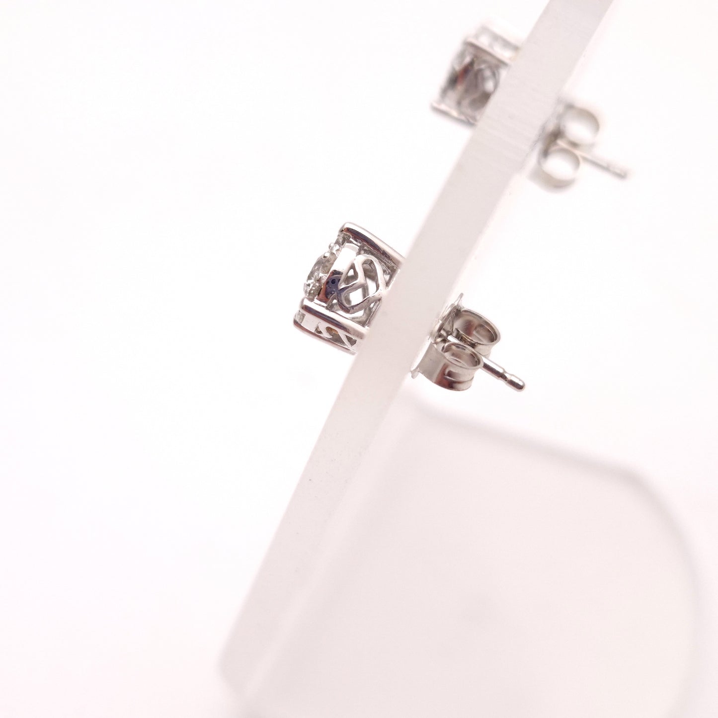 14ct White Gold 0.5TCW Multi-stone Cluster Stud Earrings