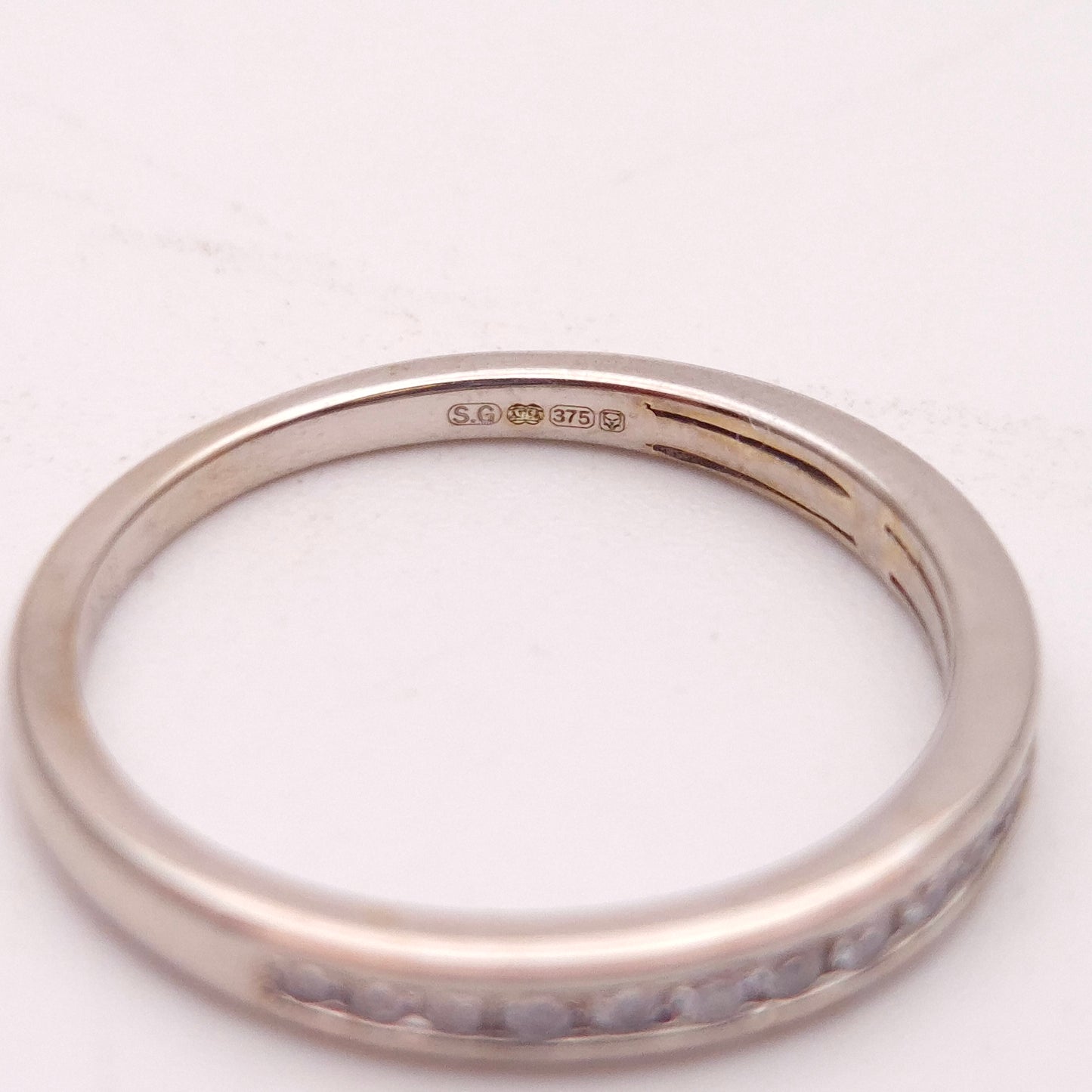 9ct White Gold Channel Set Half Eternity Diamond Ring