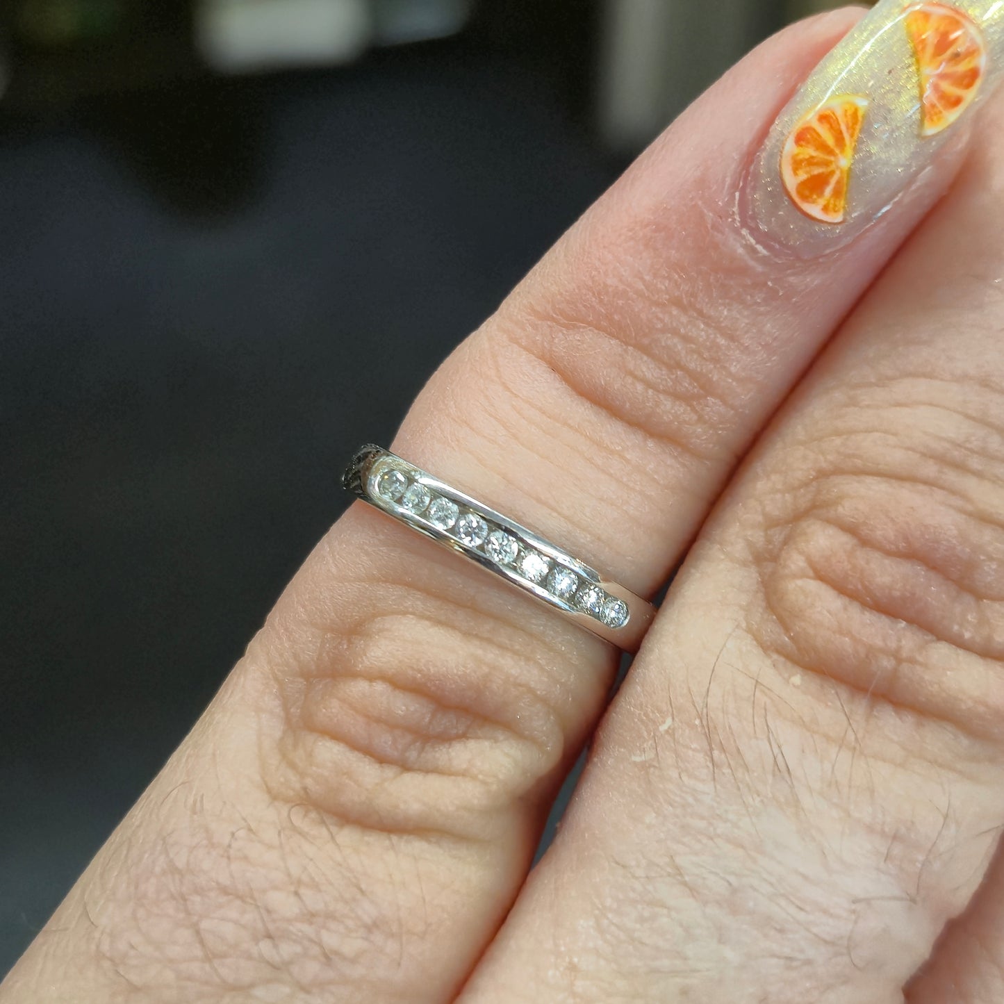 18ct White Gold Nine Stone Channel Set Half Eternity Ring
