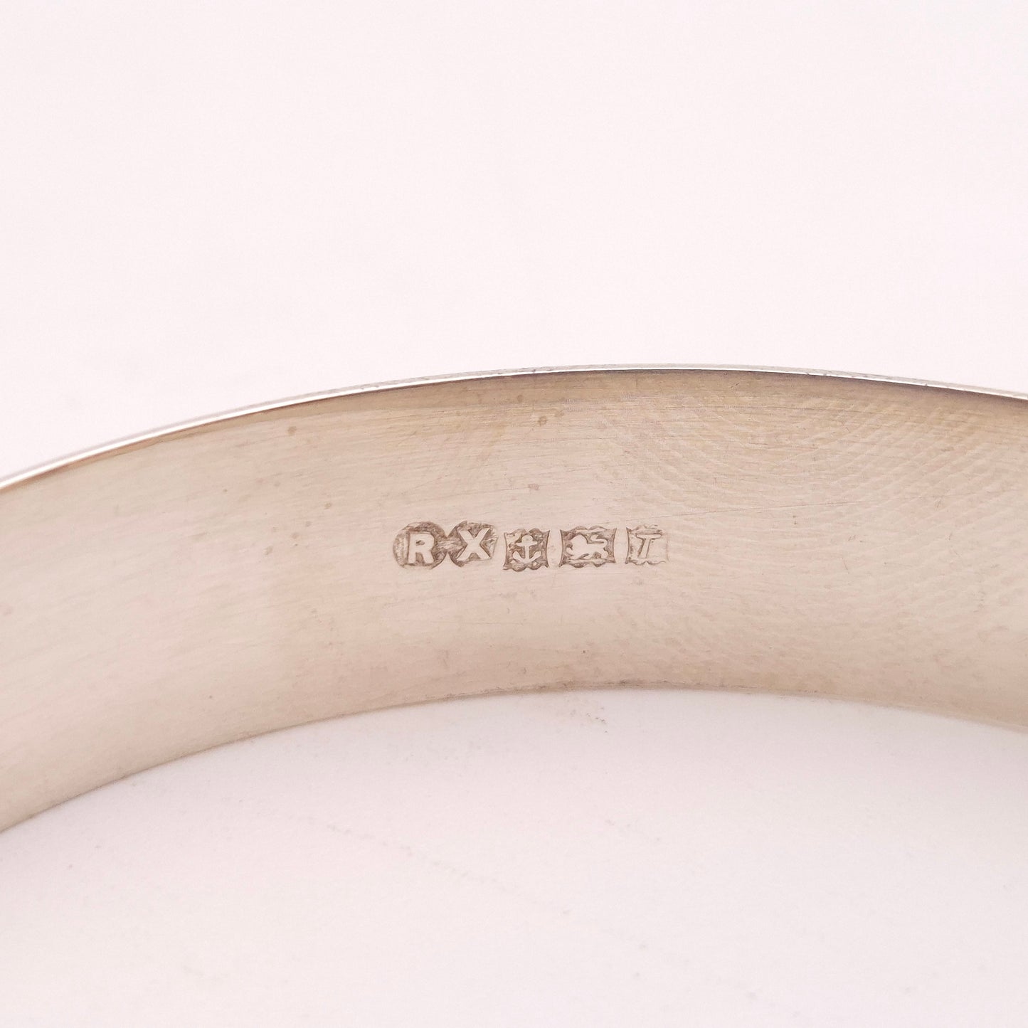 Sterling Silver Brushed Effect Half Engraved Patterned Bangle