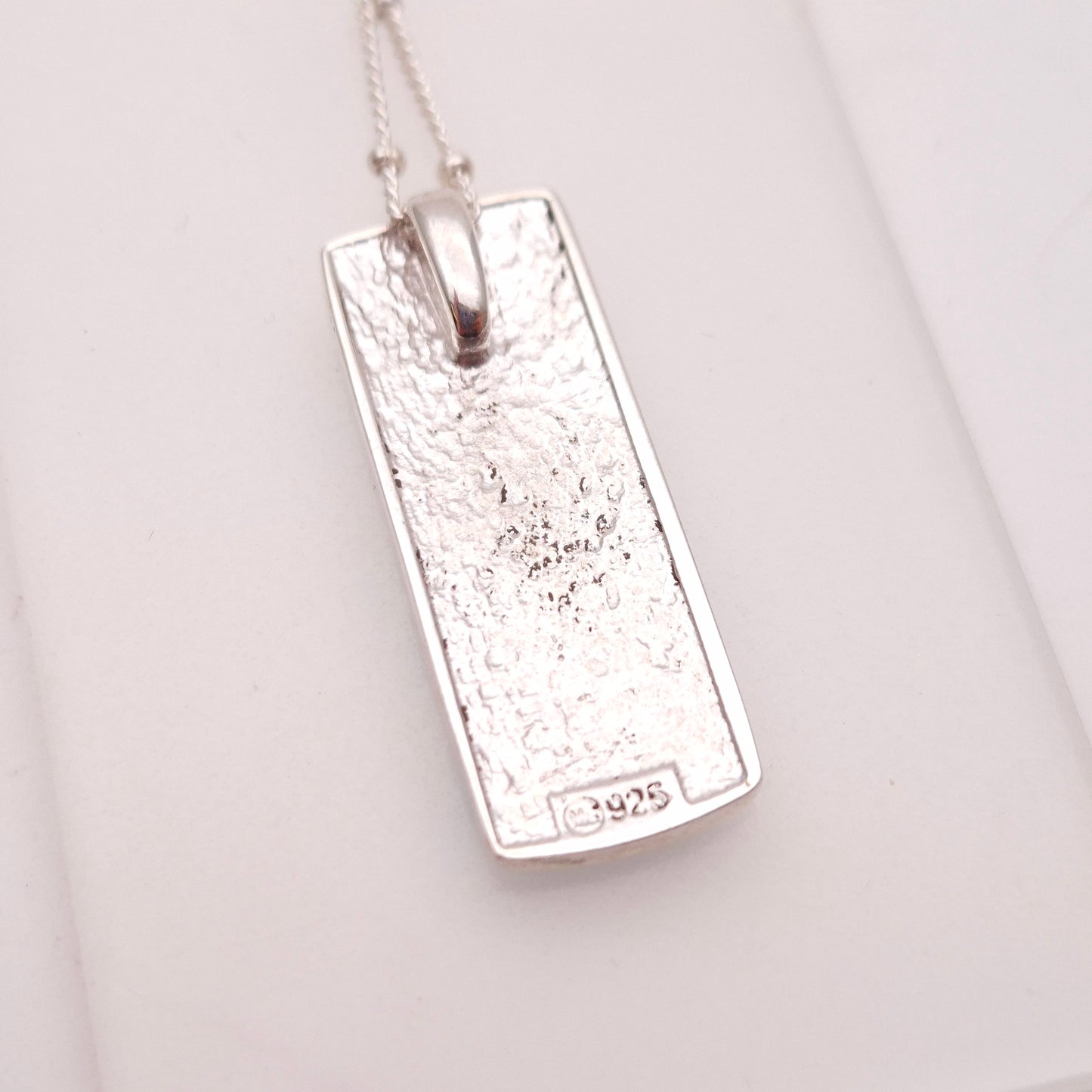 Sterling Silver Multi-coloured Blue Enamel Rectangular Pendant Necklace