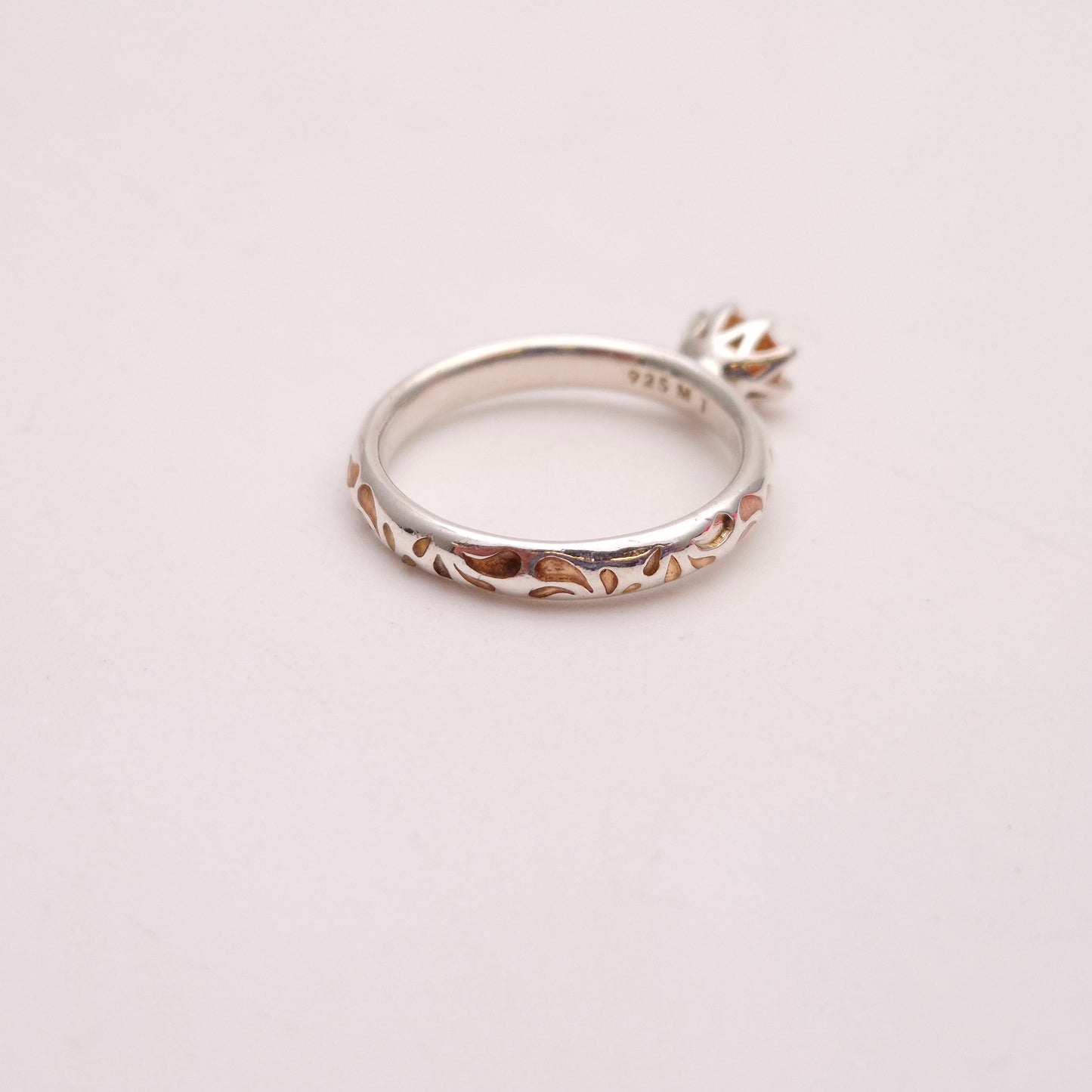 Sterling Silver Spinner Denmark Peach Stone Ring