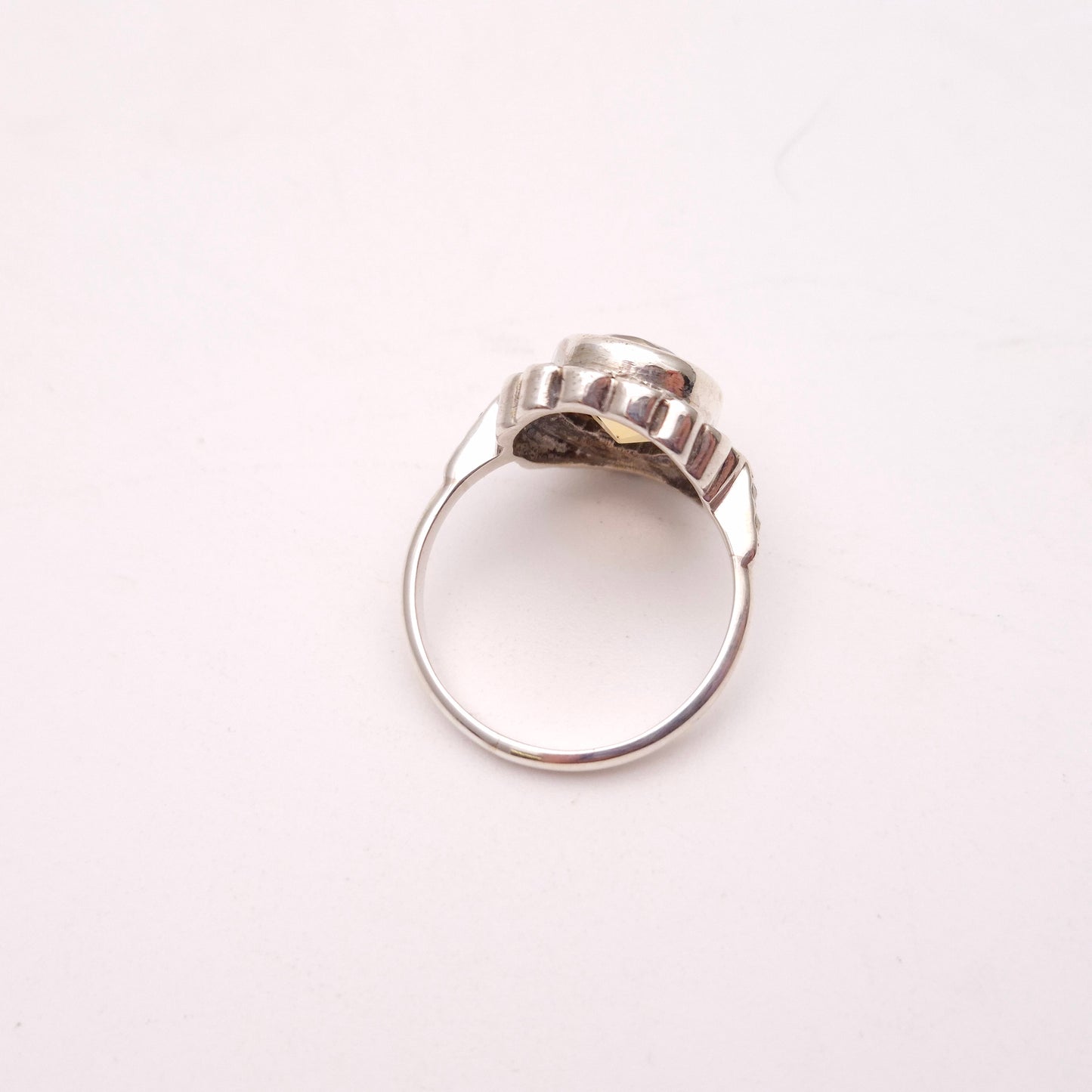 Sterling Silver Yellow Topaz and Marcasite Cluster Ring