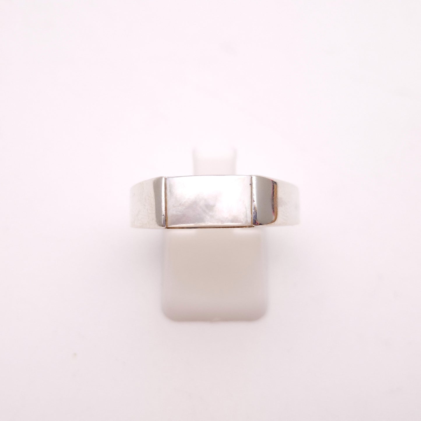 Sterling Silver Chunky Mother Of Pearl Band Ring