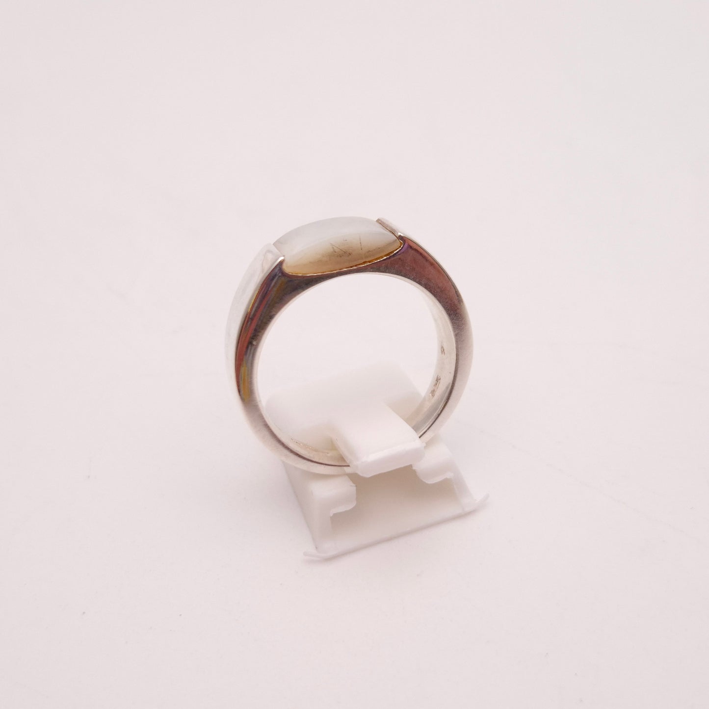 Sterling Silver Chunky Mother Of Pearl Band Ring