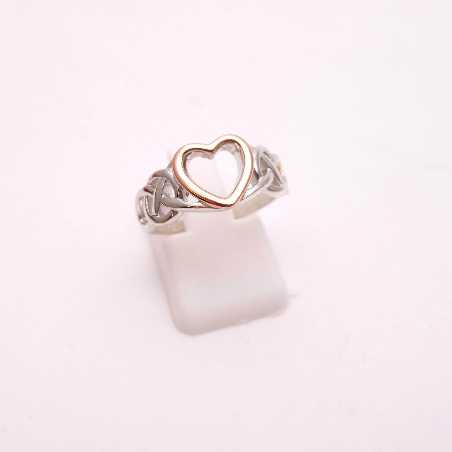 Sterling Silver and Rose Gold Clogau Celtic Open Work Heart Ring