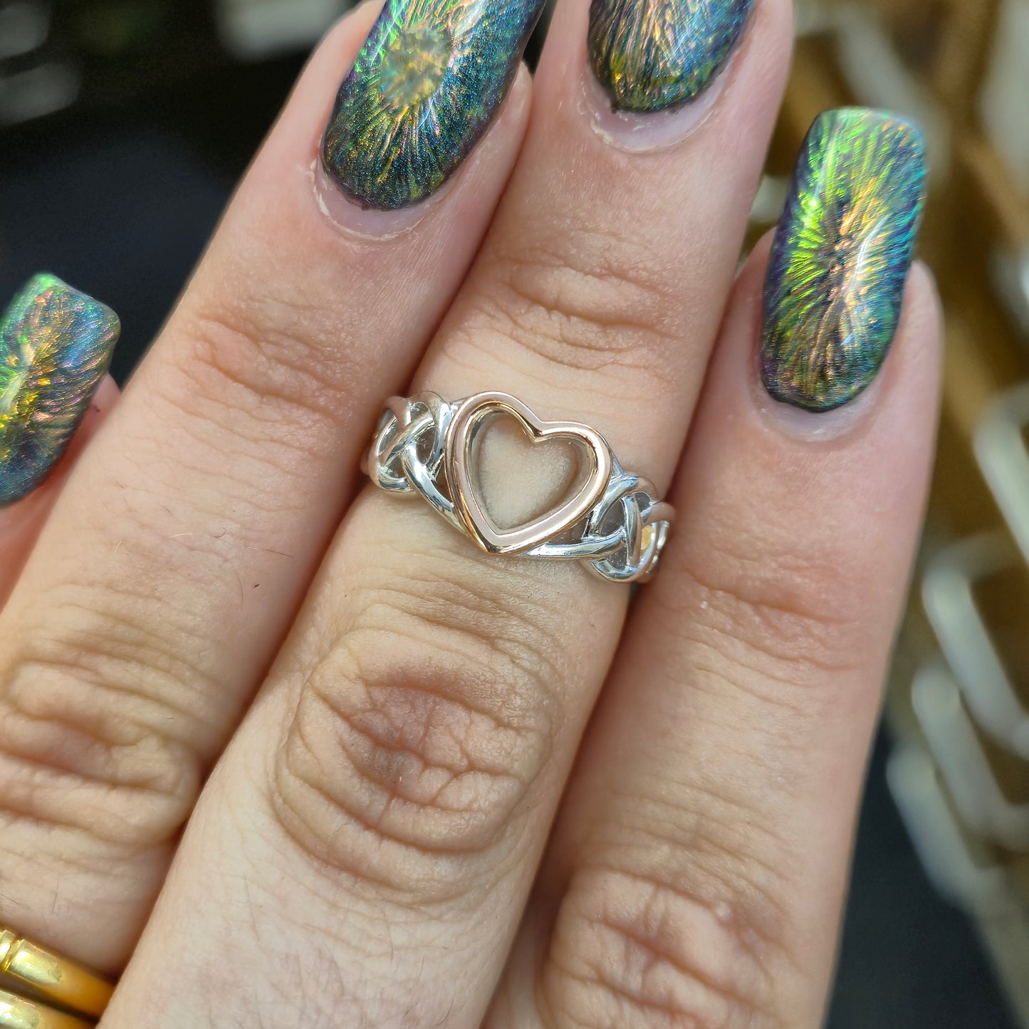 Sterling Silver and Rose Gold Clogau Celtic Open Work Heart Ring