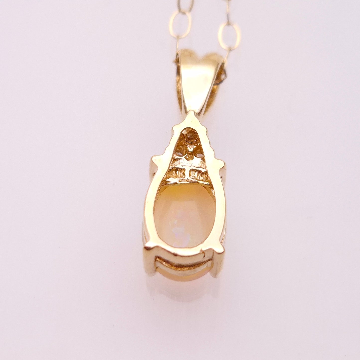 14ct Yellow Gold Opal and Diamond Pendant and 9ct Gold Chain Necklace