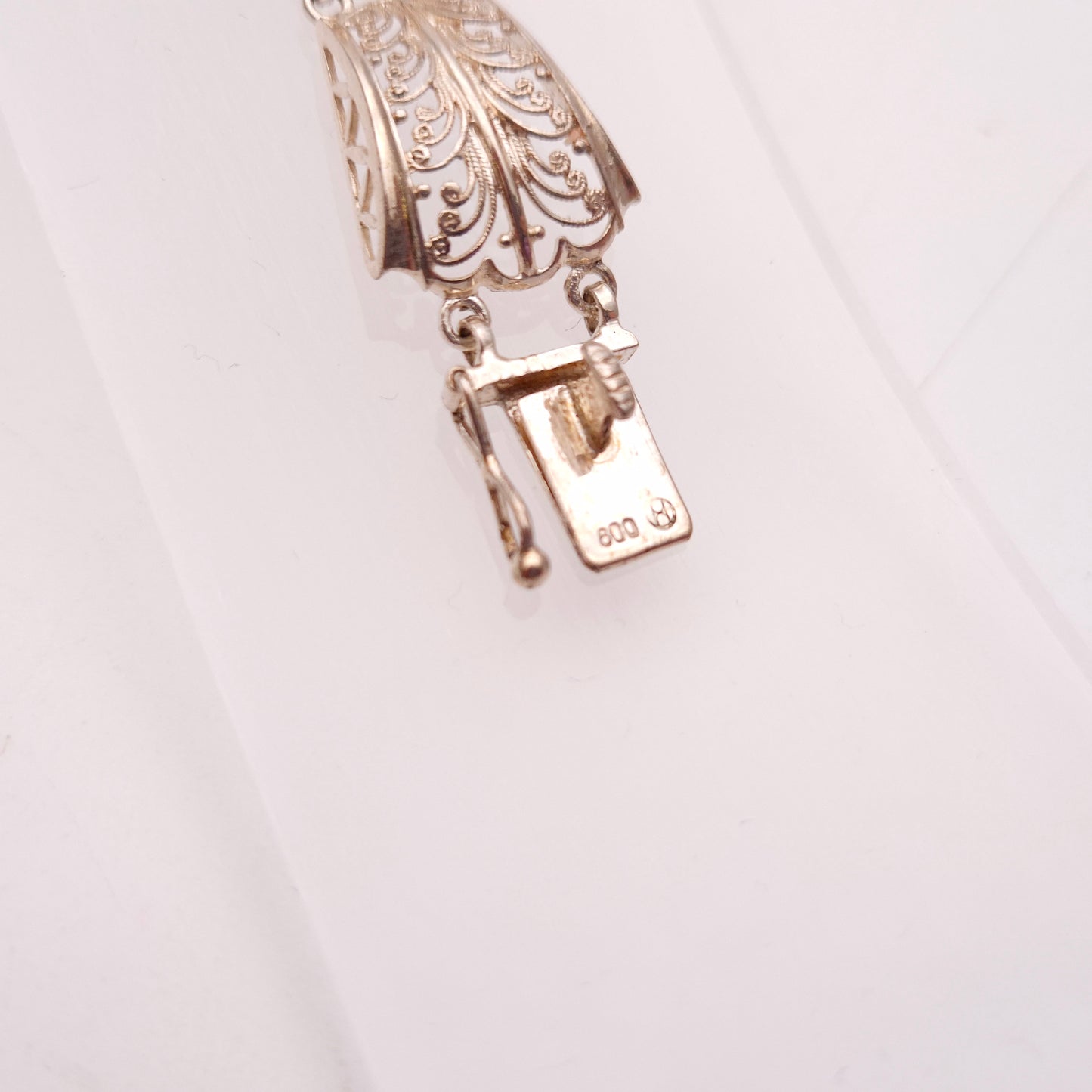 Silver Filigree Trapezoid Link Wave Bracelet 800 Silver