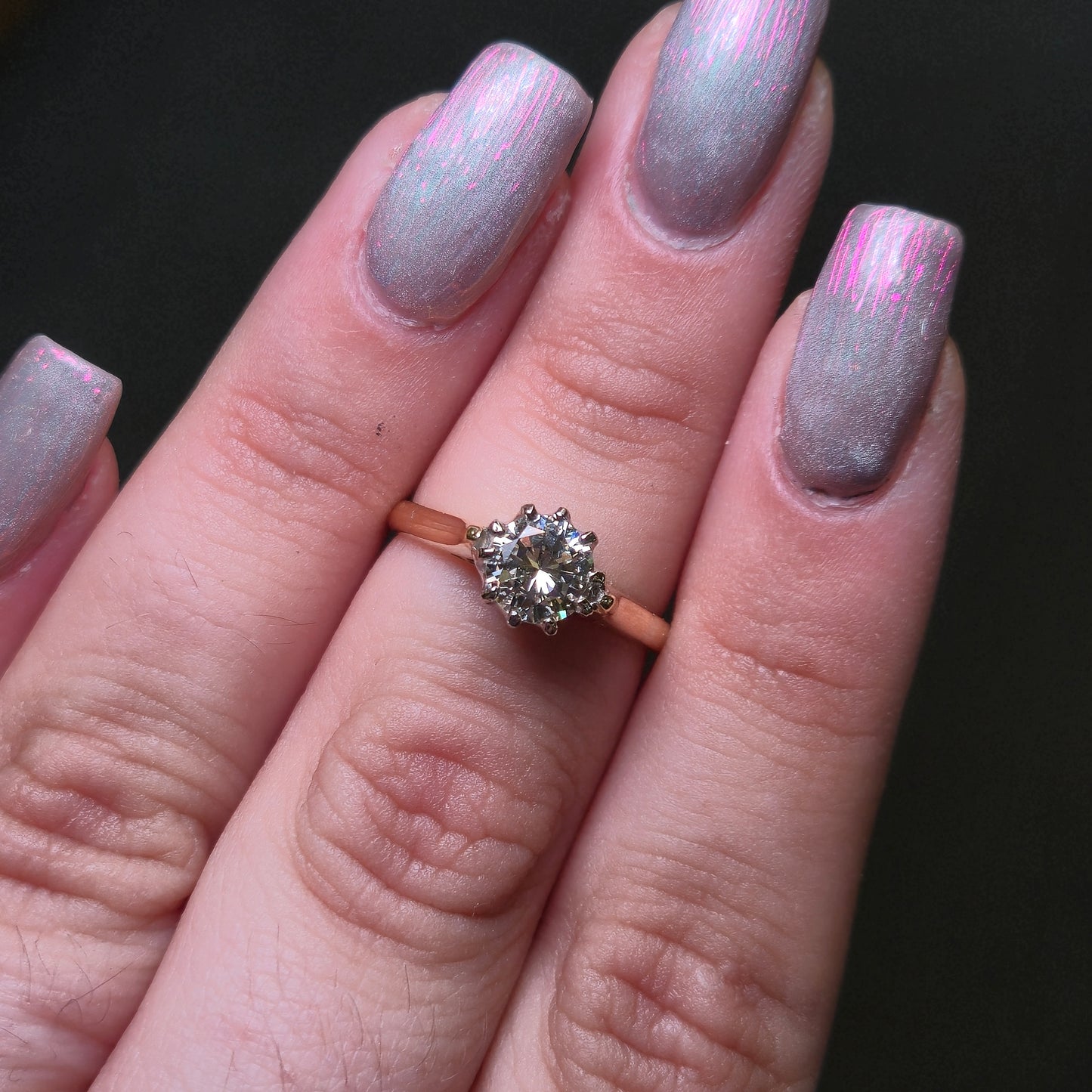 18ct Yellow Gold Vintage Diamond Solitaire Ring 0.95ct